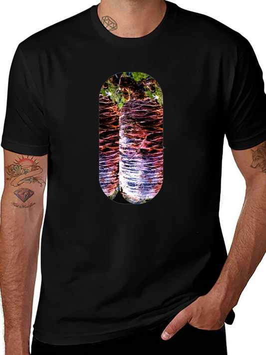Abstract Nature Print Black T-Shirt