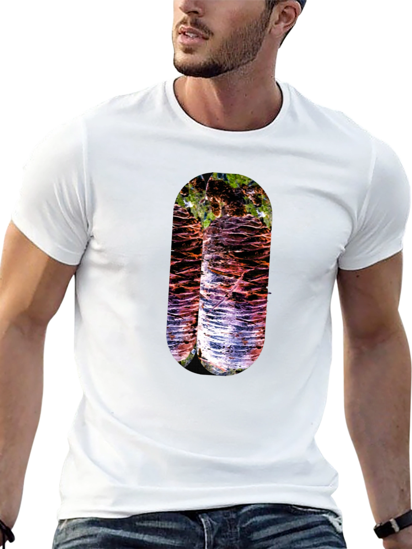 Abstract Nature Print Black T-Shirt
