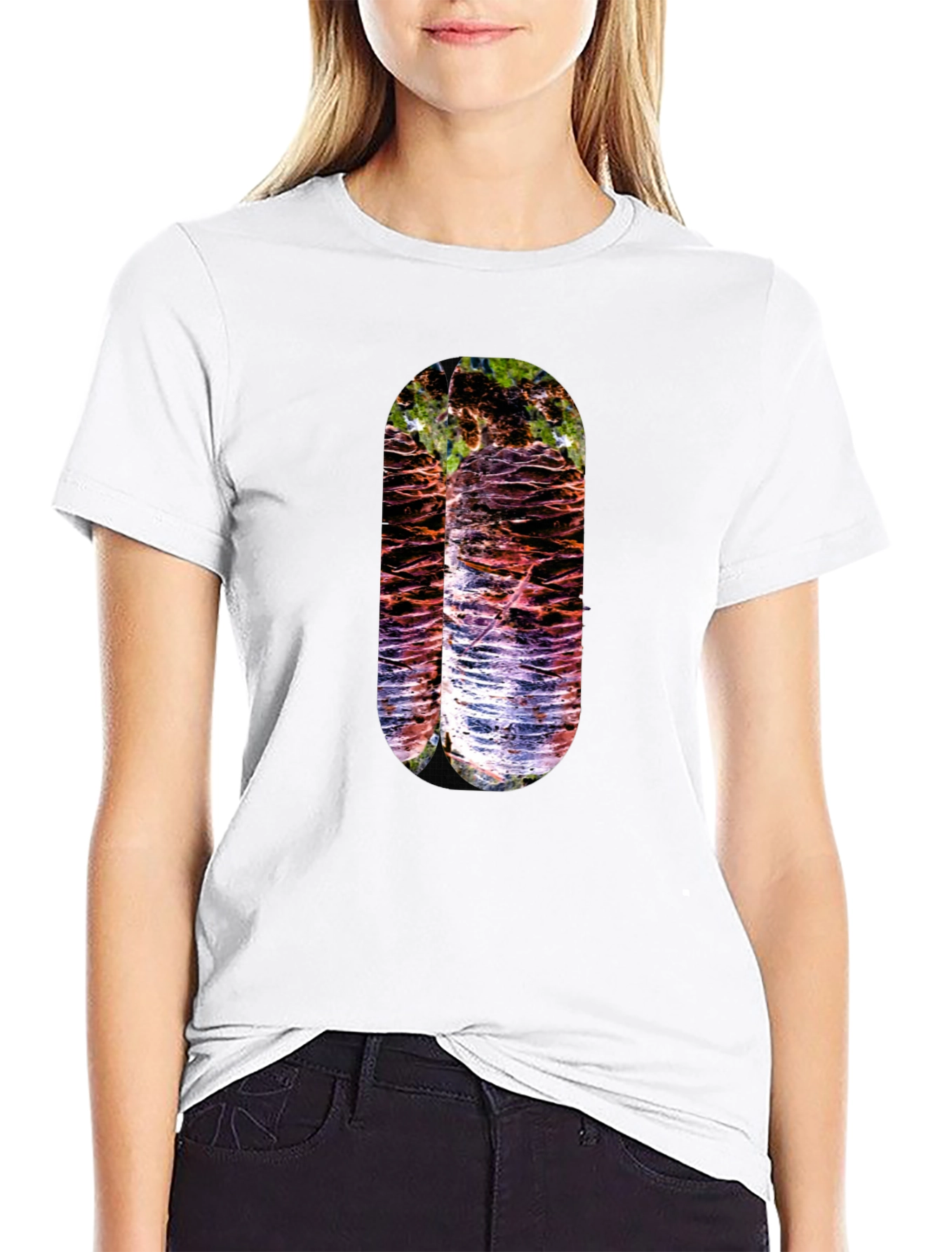 Abstract Nature Print Black T-Shirt
