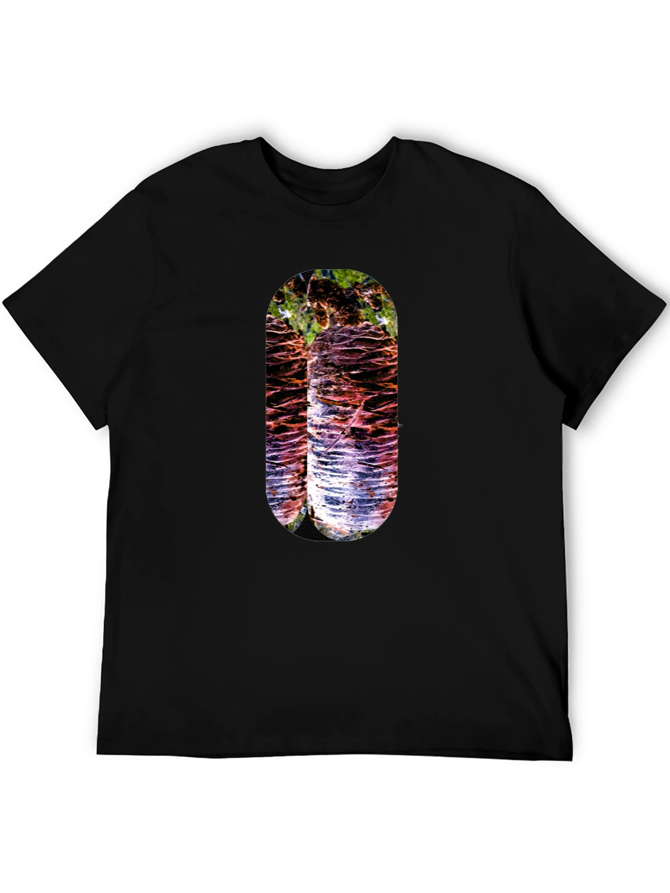 Abstract Nature Print Black T-Shirt