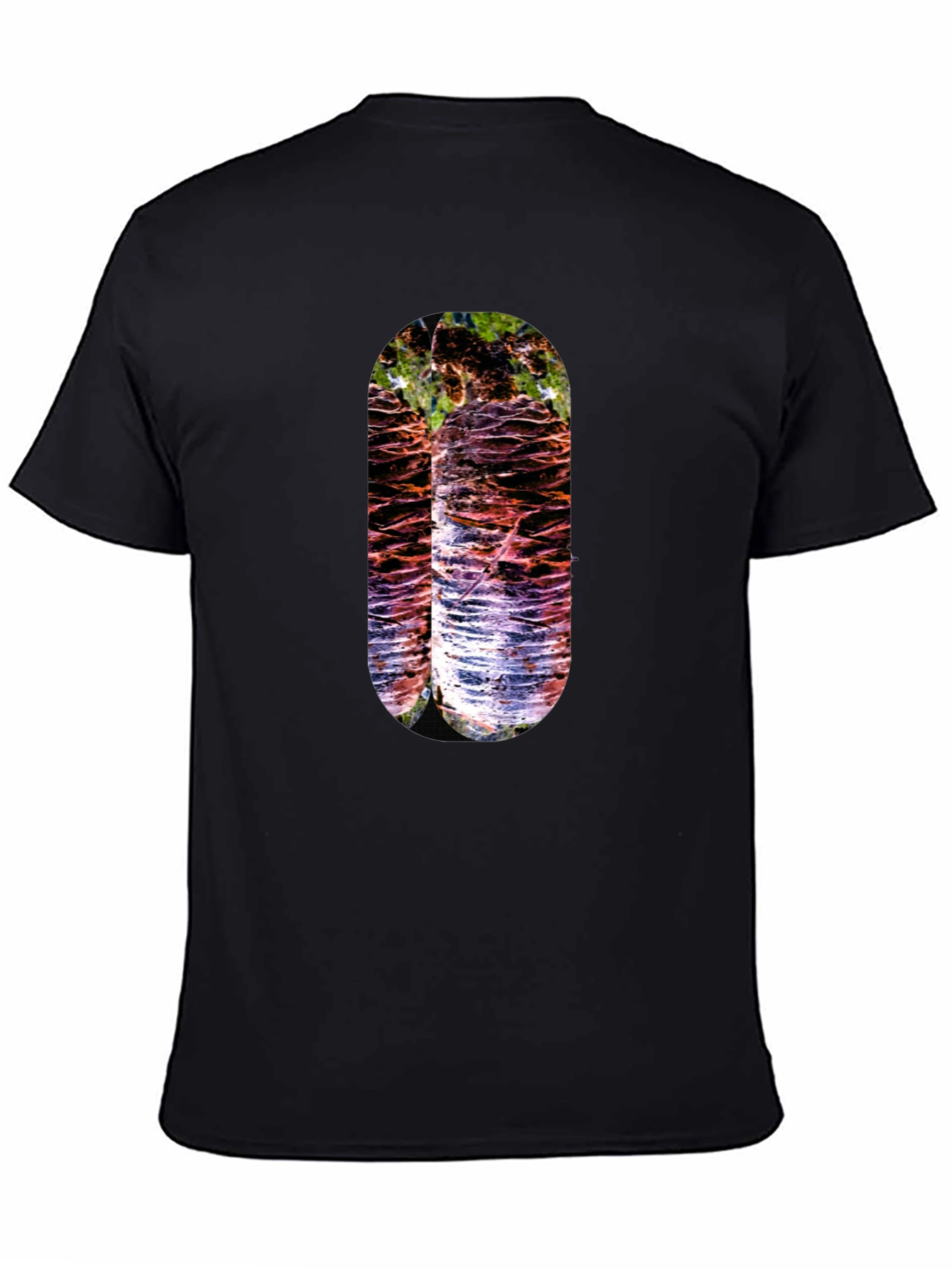 Abstract Nature Print Black T-Shirt