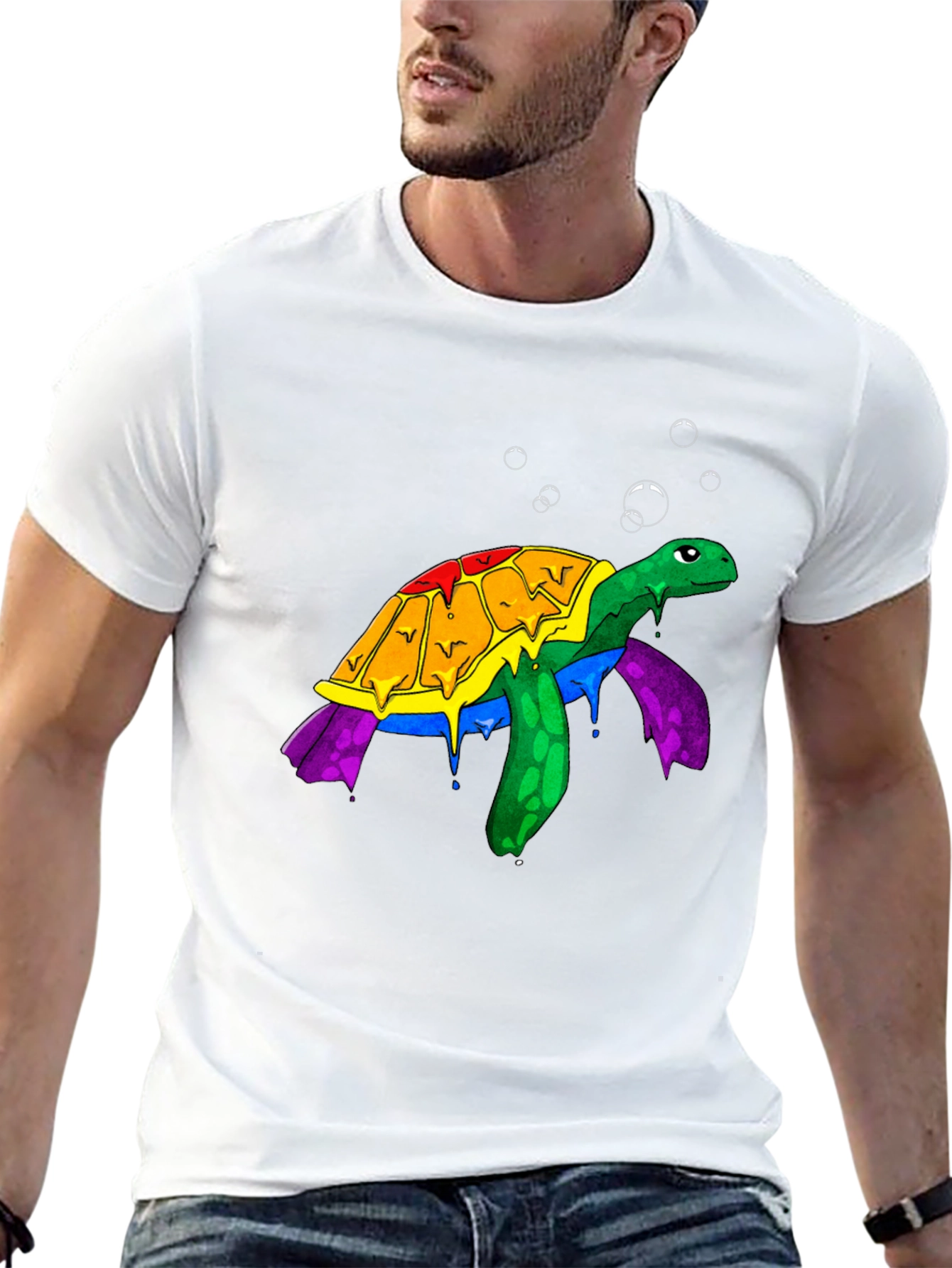 Rainbow Turtle Graphic Tee - Unique Animal Design