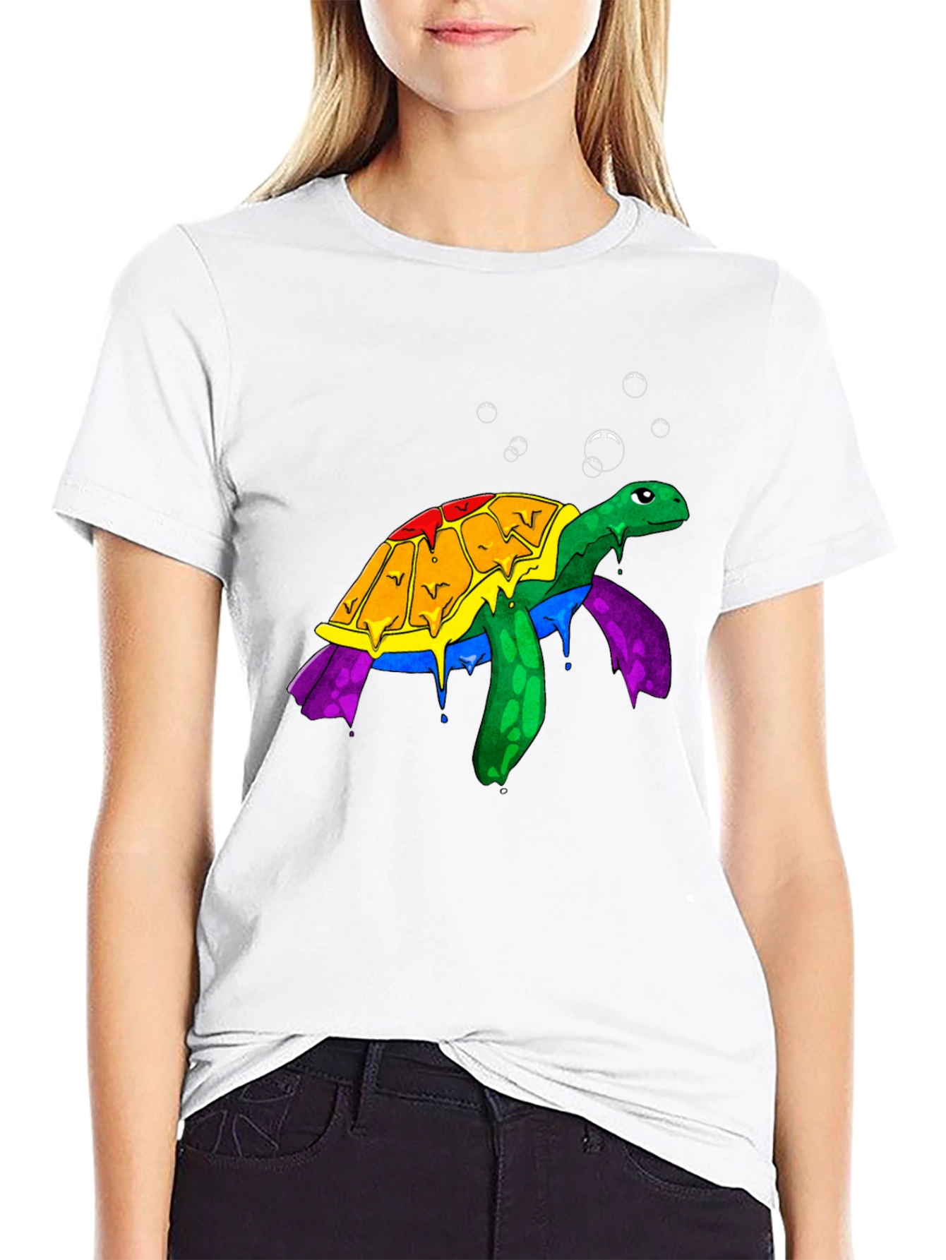 Rainbow Turtle Graphic Tee - Unique Animal Design
