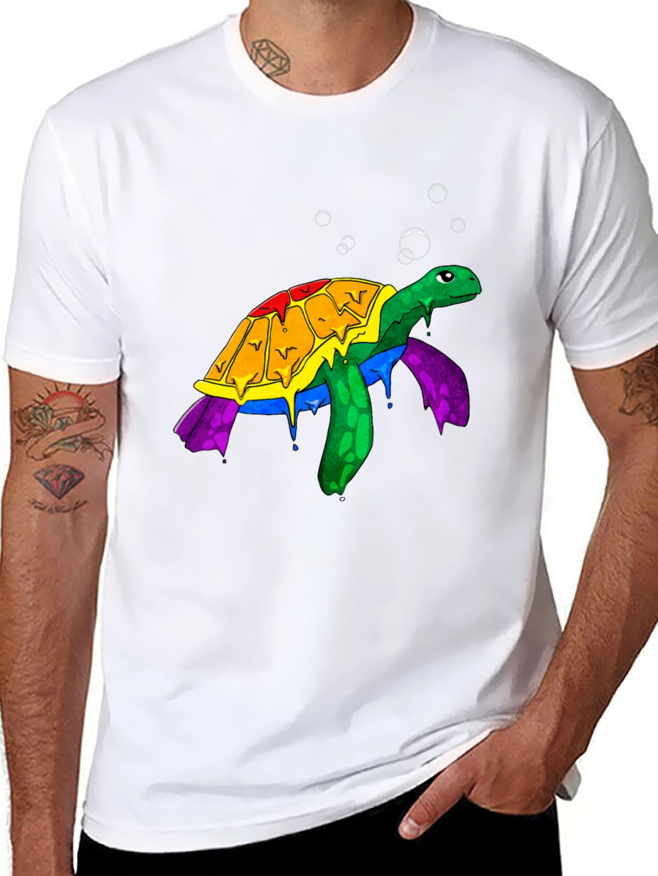 Rainbow Turtle Graphic Tee - Unique Animal Design