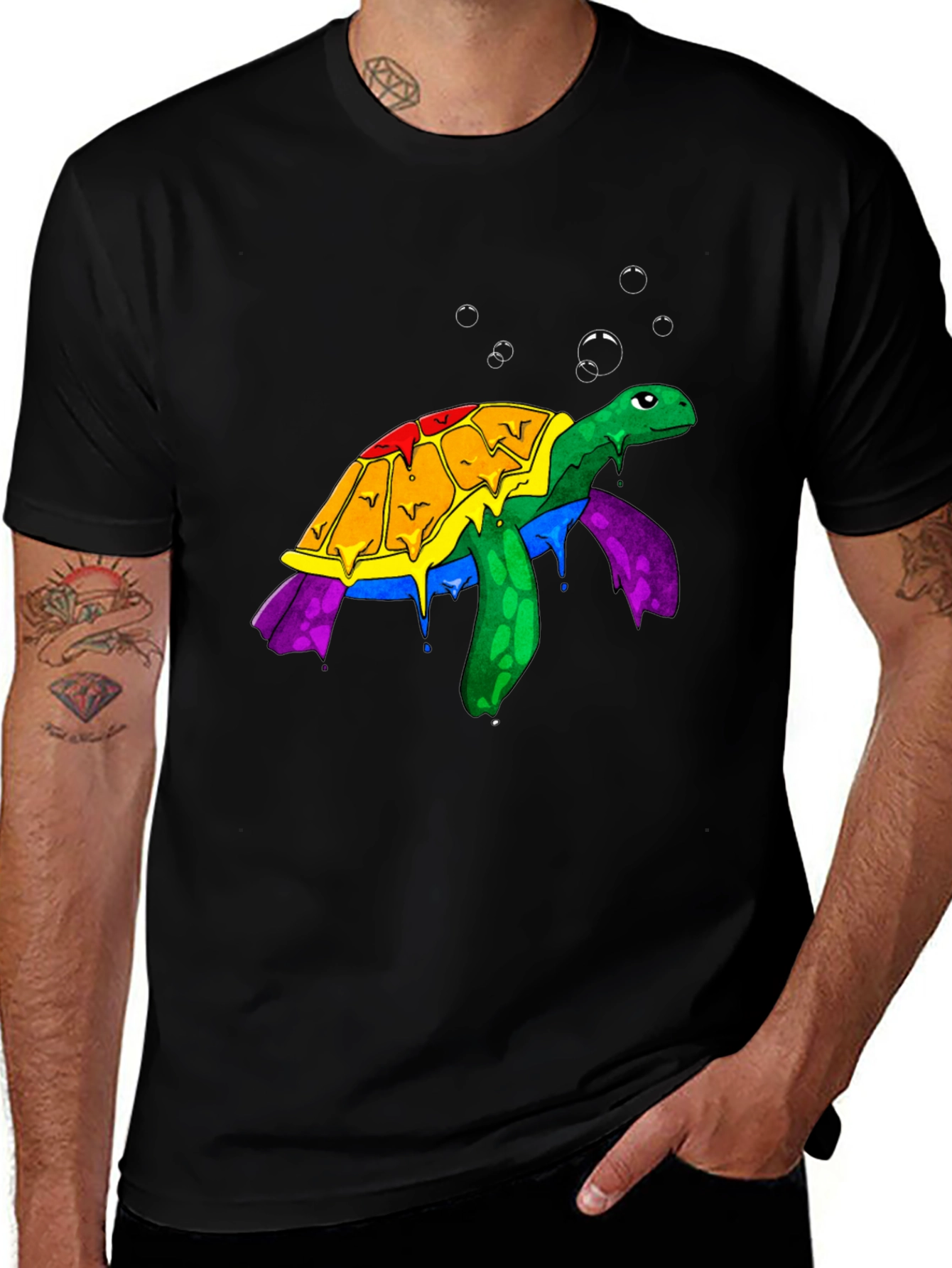 Rainbow Turtle Graphic Tee - Unique Animal Design