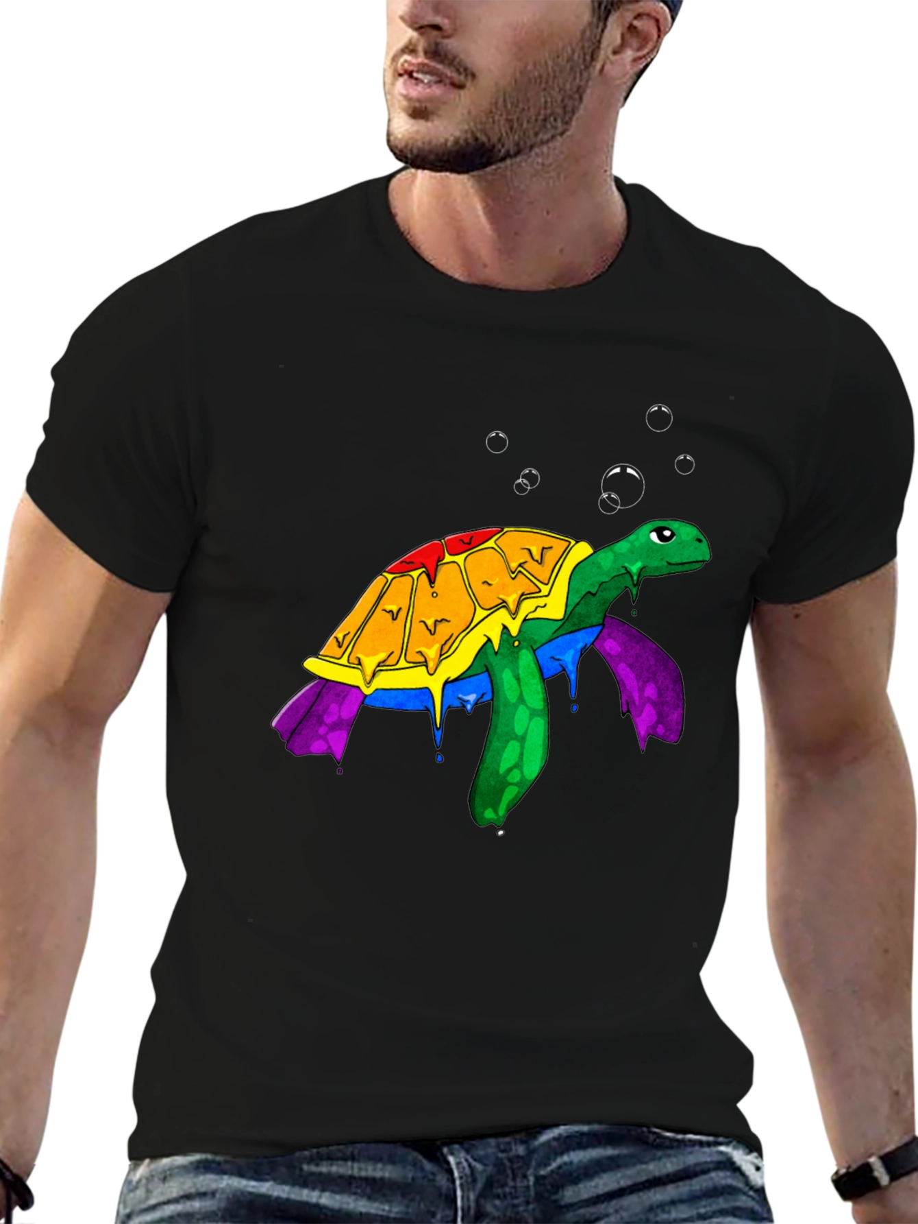 Rainbow Turtle Graphic Tee - Unique Animal Design