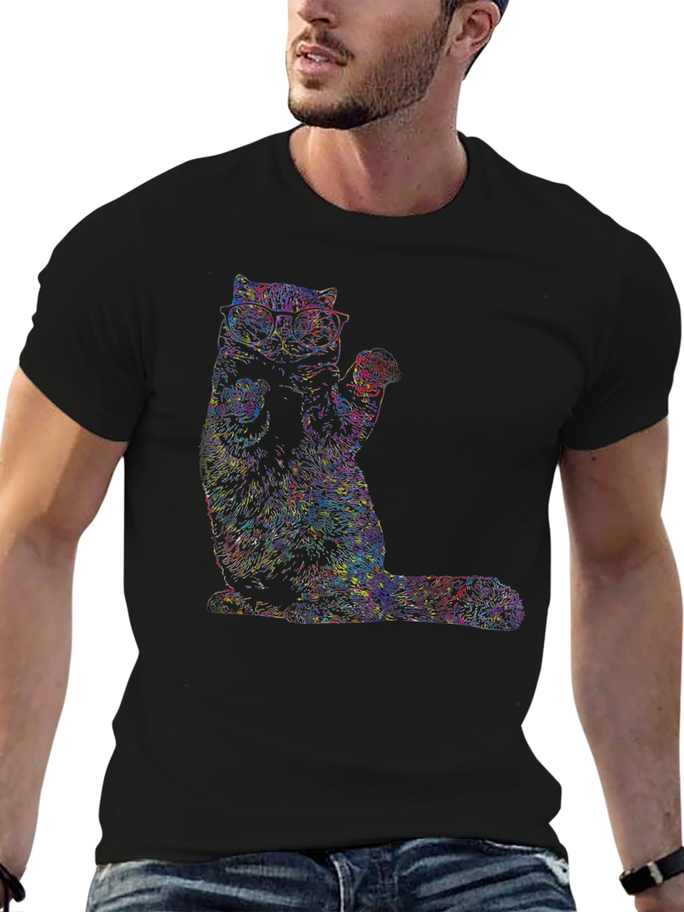 Cool Cat Graphic T-Shirt - Black