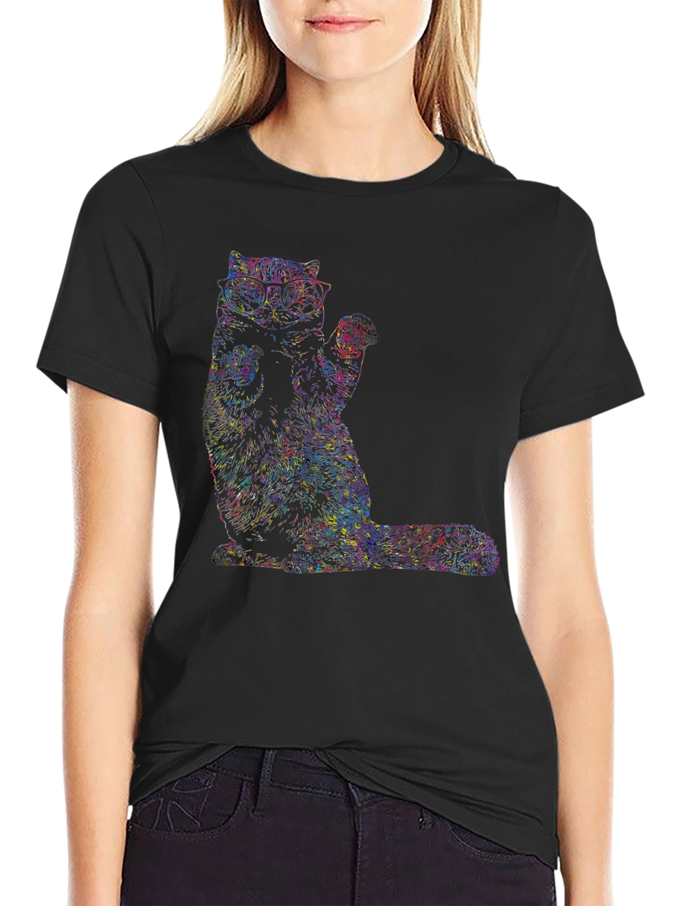 Cool Cat Graphic T-Shirt - Black