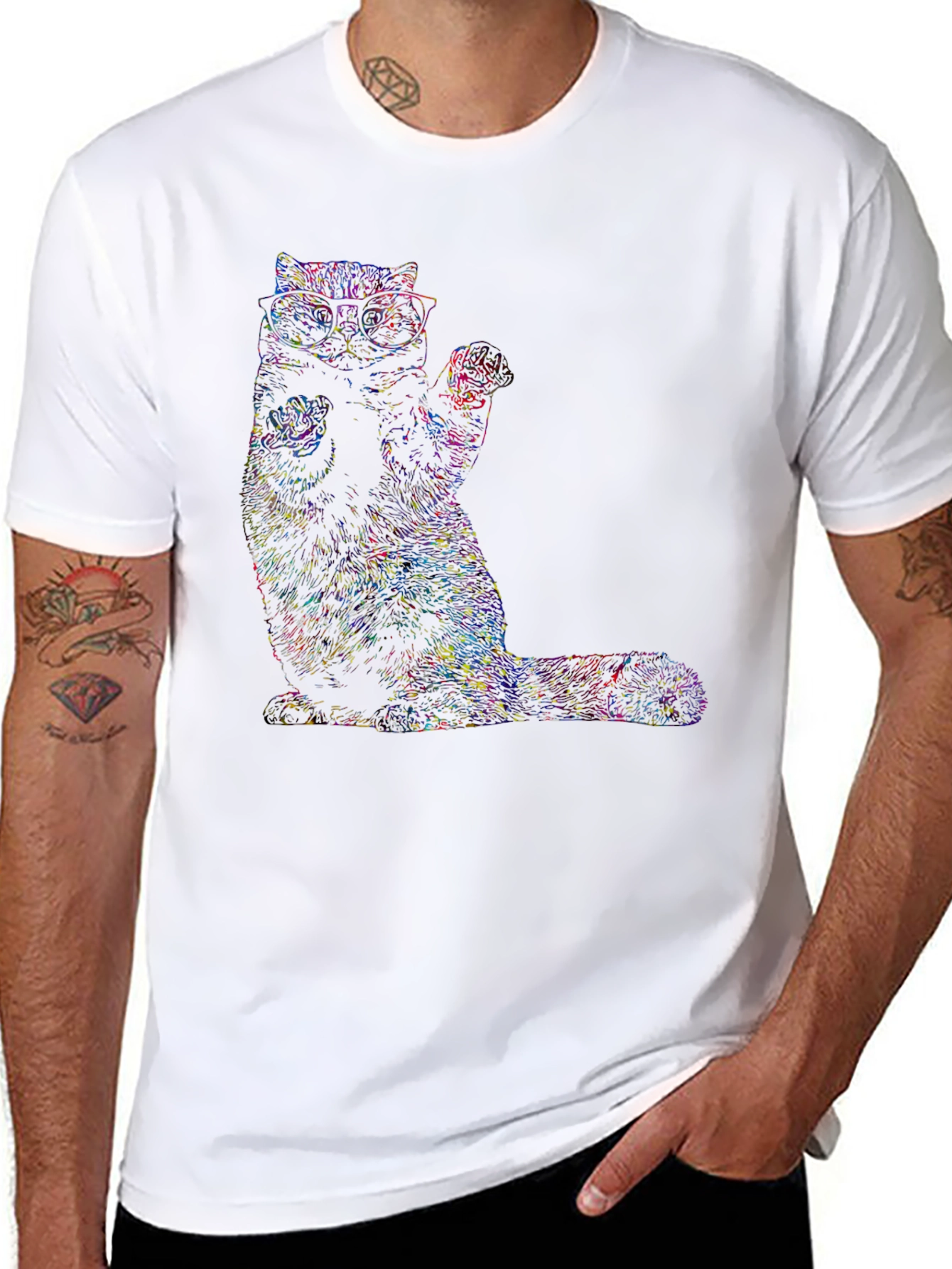Cool Cat Graphic T-Shirt - Black