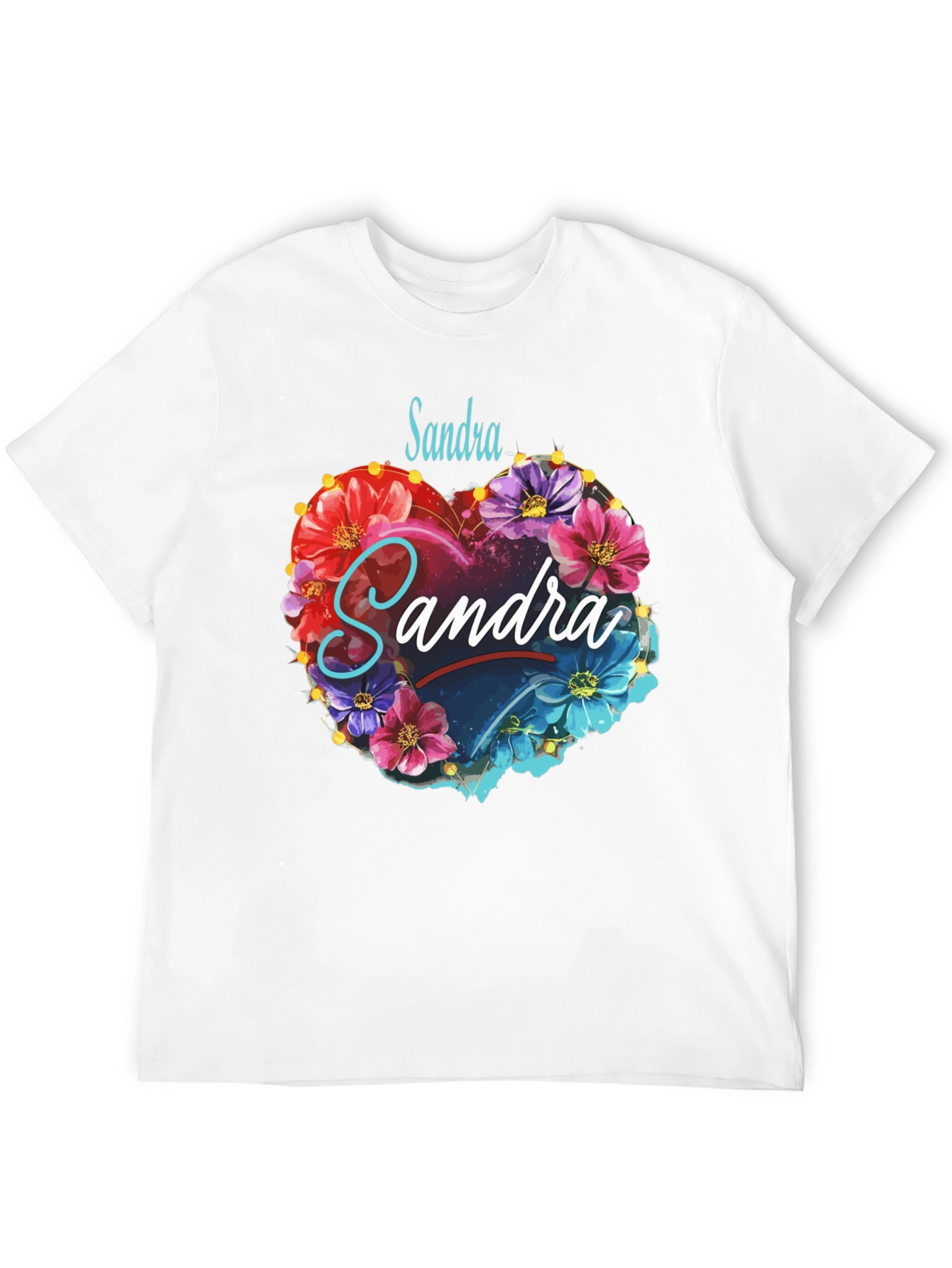 Personalized Floral Heart T-Shirt - Custom Name Design