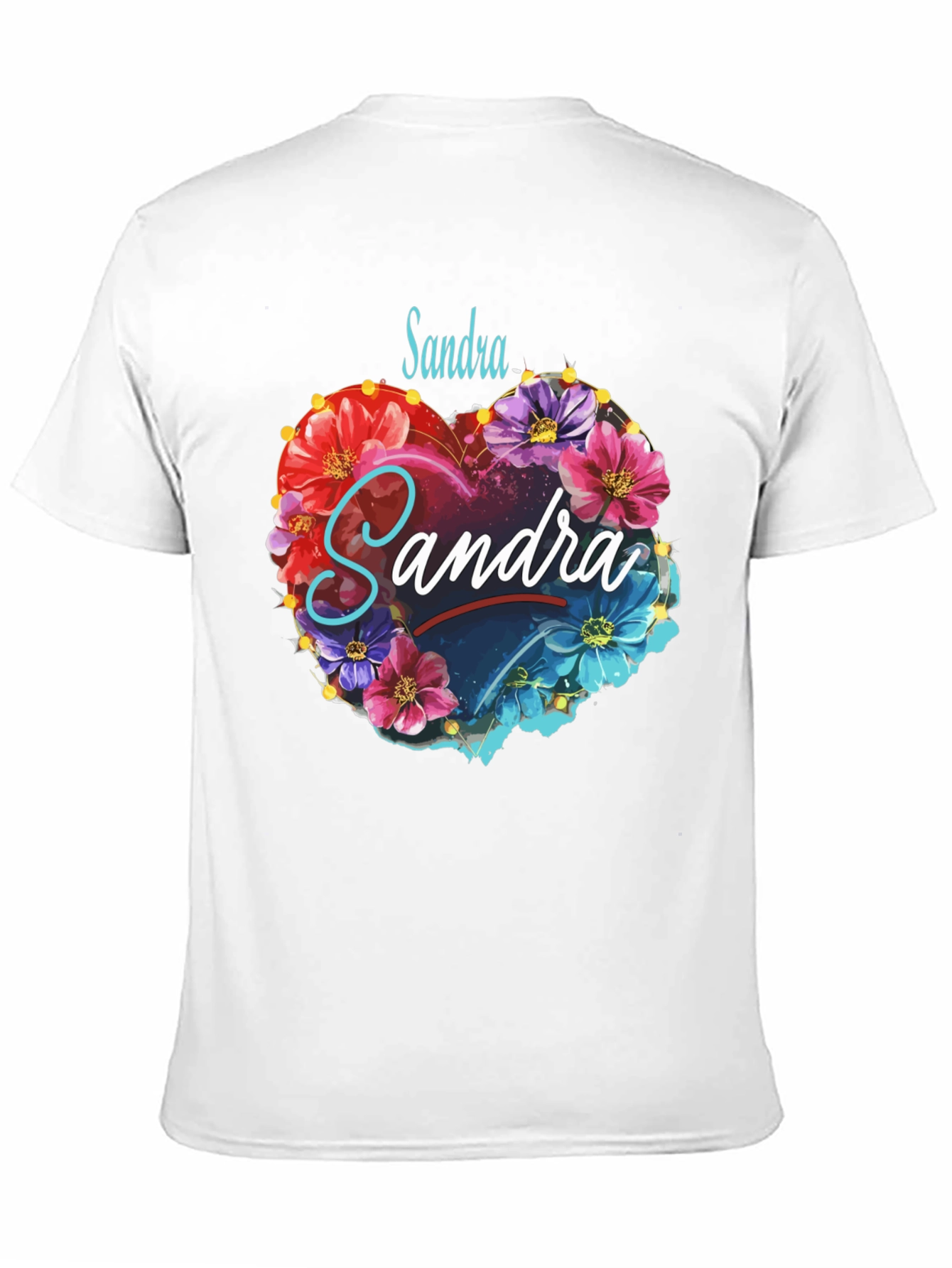 Personalized Floral Heart T-Shirt - Custom Name Design