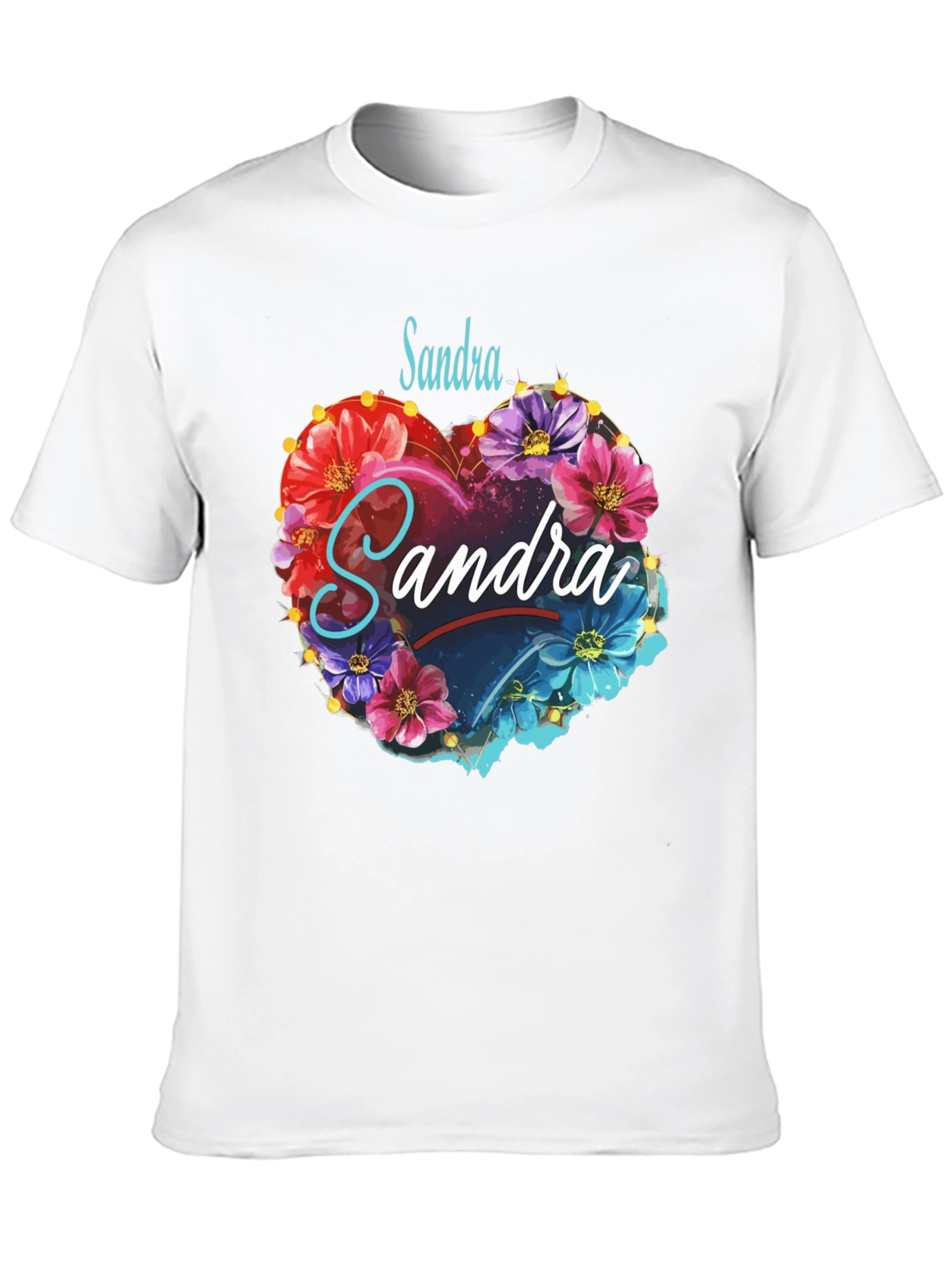 Personalized Floral Heart T-Shirt - Custom Name Design
