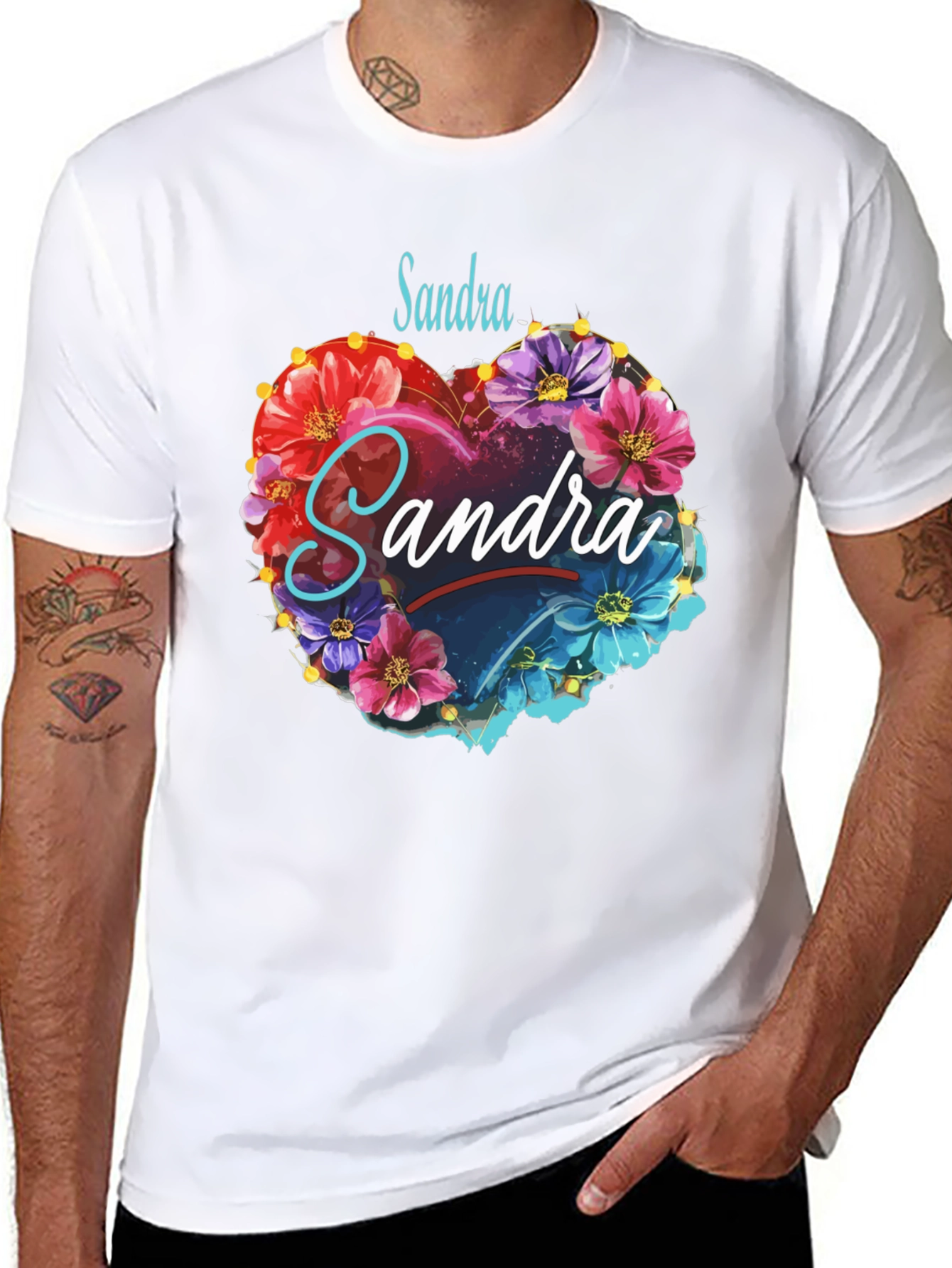 Personalized Floral Heart T-Shirt - Custom Name Design