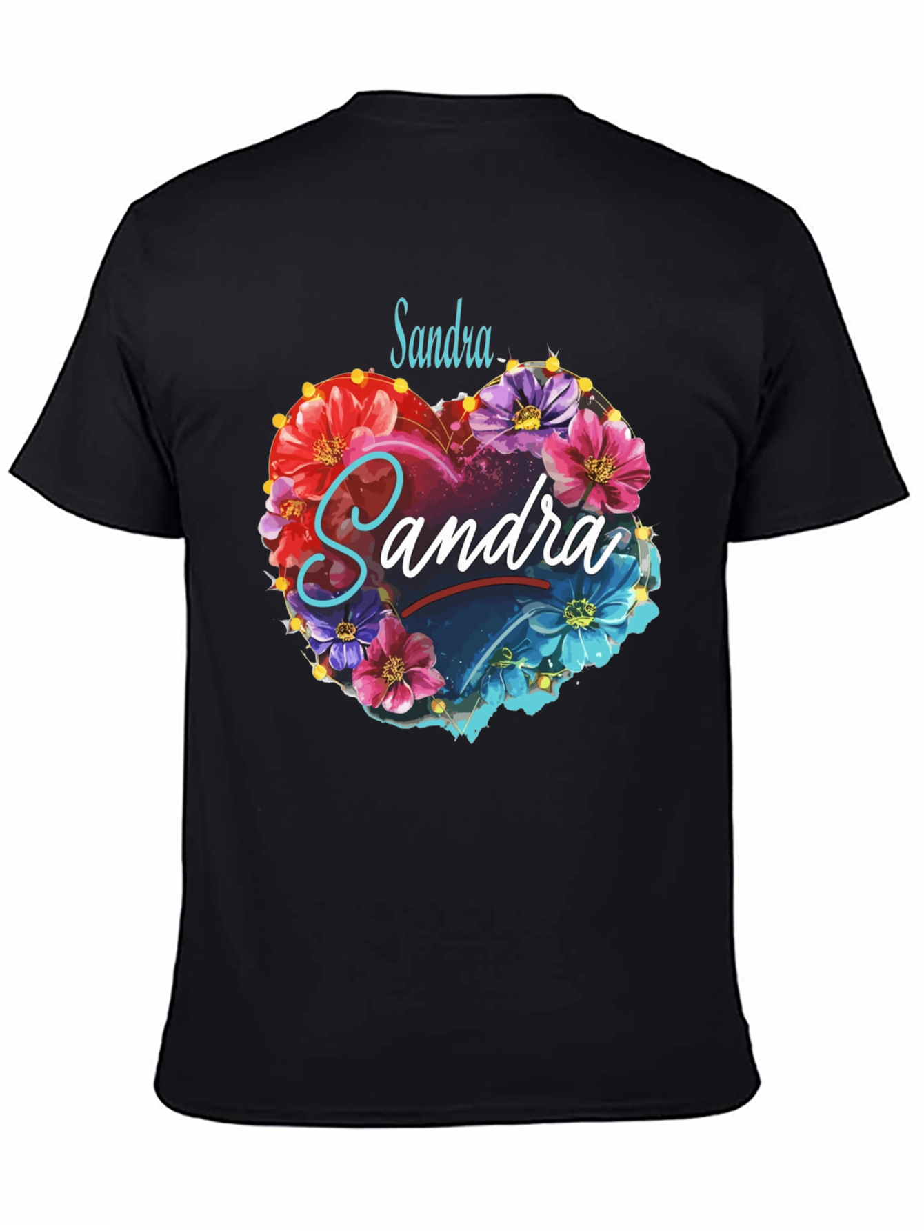 Personalized Floral Heart T-Shirt - Custom Name Design