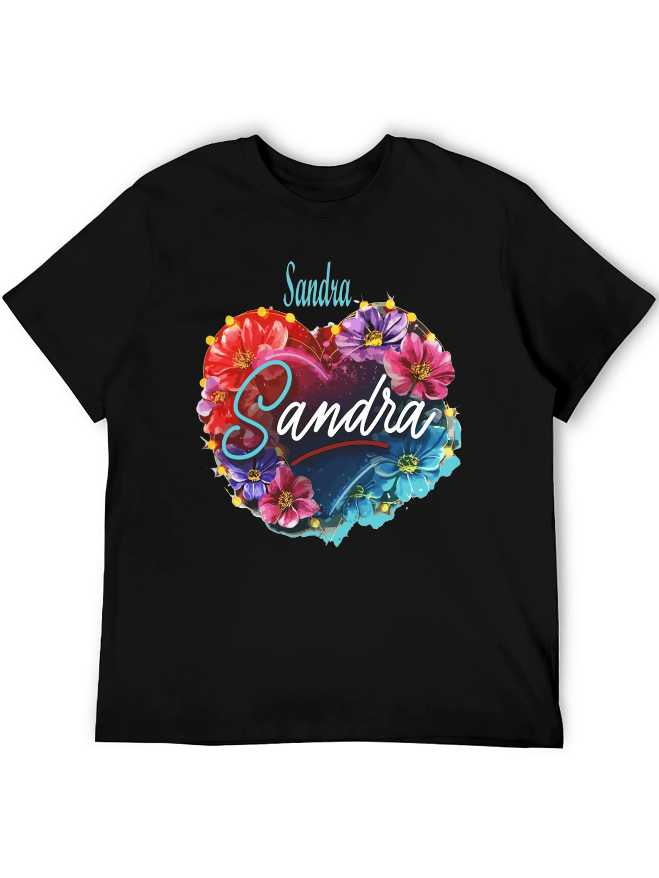 Personalized Floral Heart T-Shirt - Custom Name Design