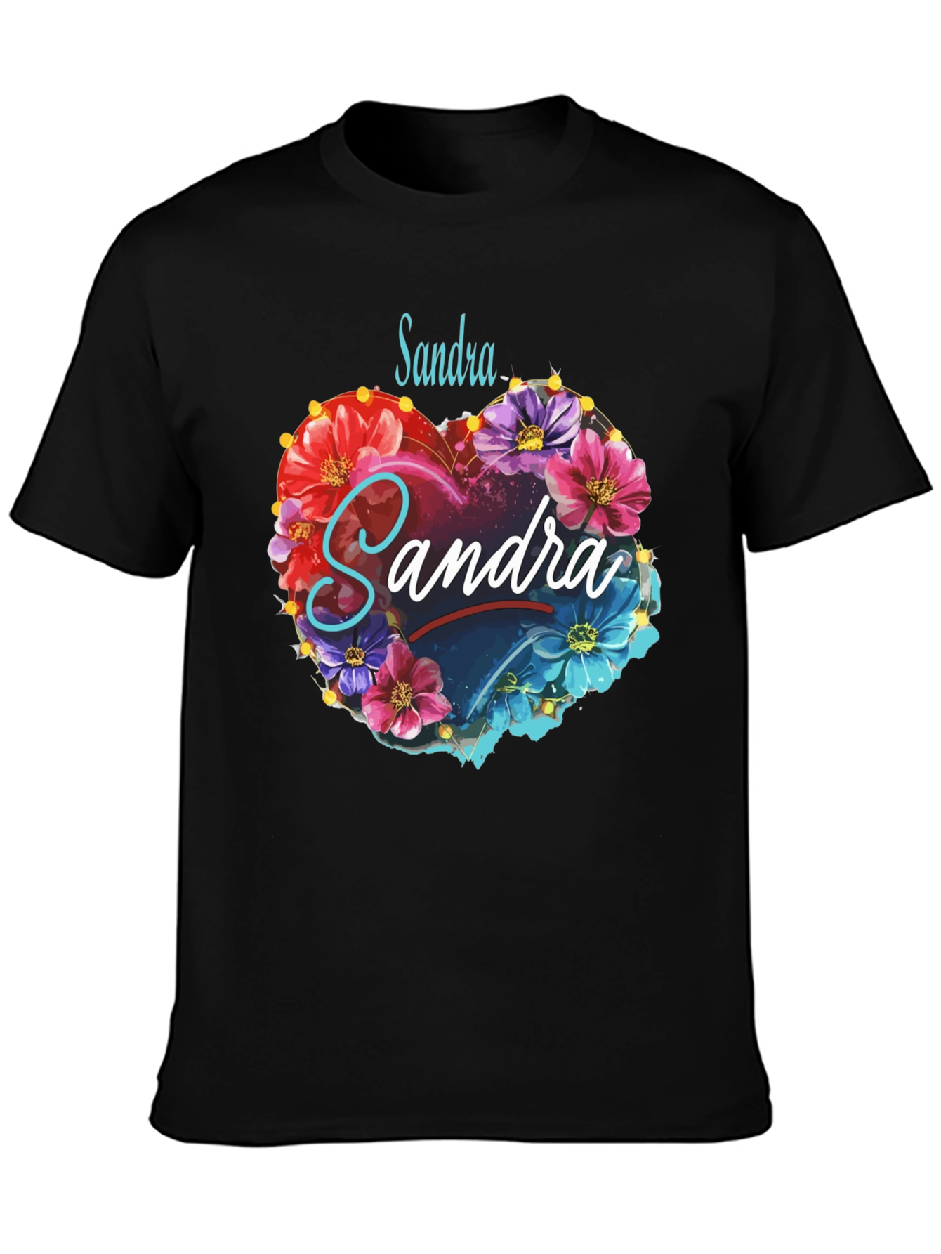 Personalized Floral Heart T-Shirt - Custom Name Design
