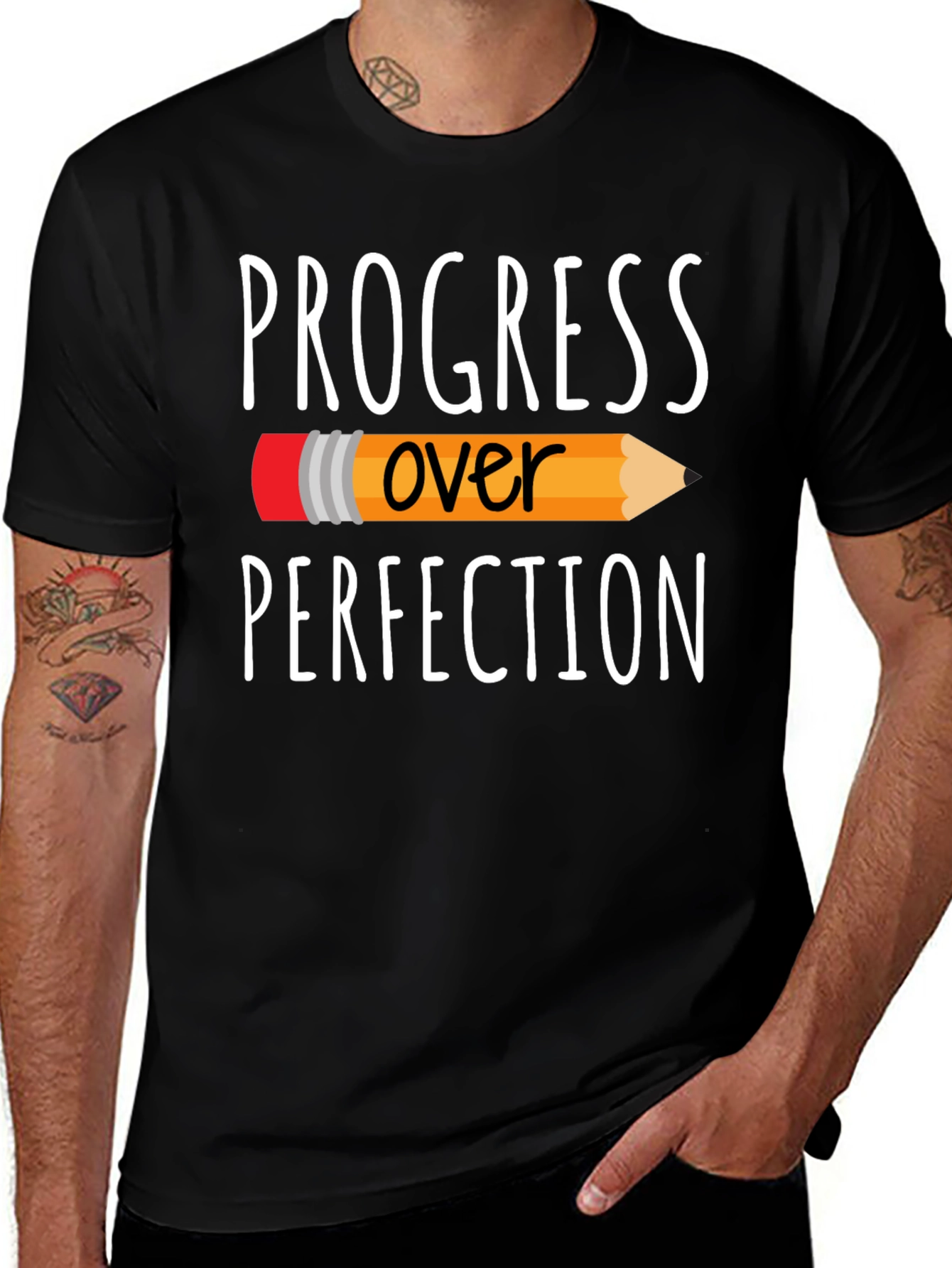 Progress Over Perfection Graphic Tee - Black T-Shirt