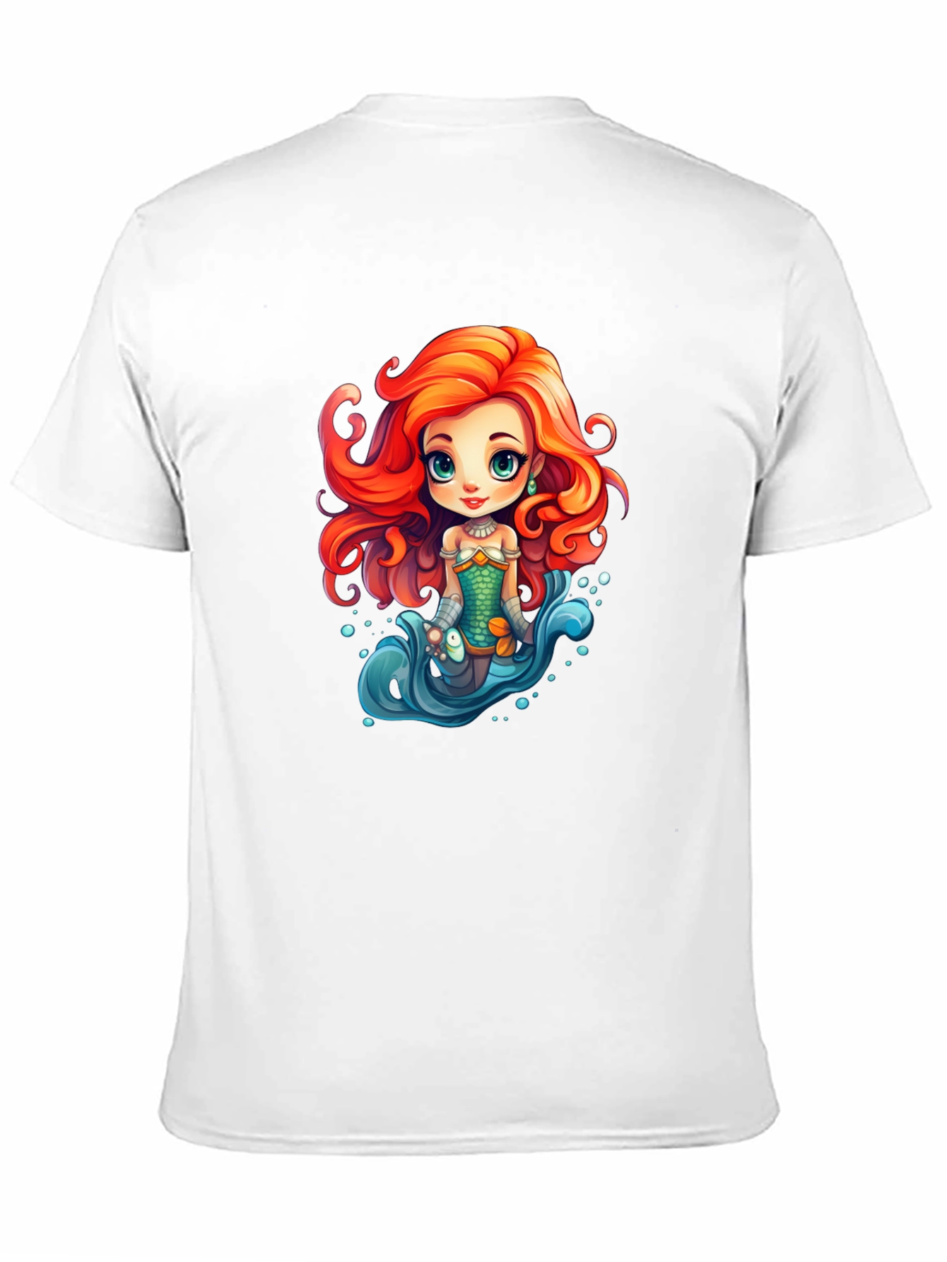 Cartoon Mermaid Graphic Tee - Black Unisex T-Shirt