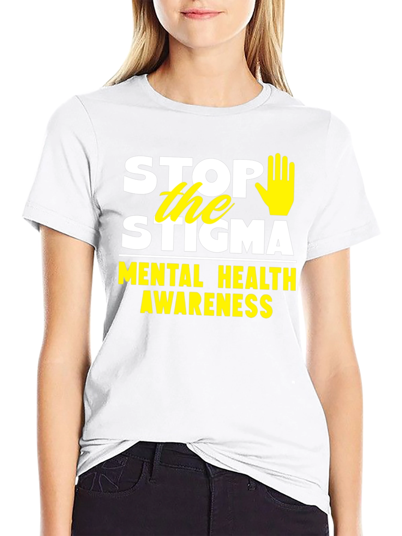 Stop the Stigma Mental Health Awareness Black T-Shirt