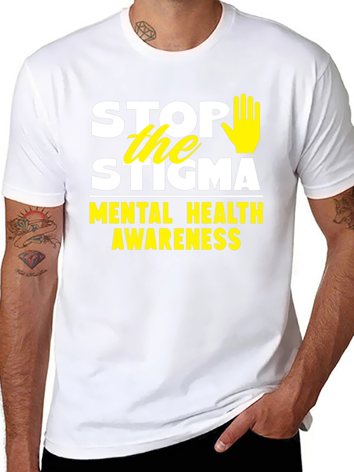 Stop the Stigma Mental Health Awareness Black T-Shirt