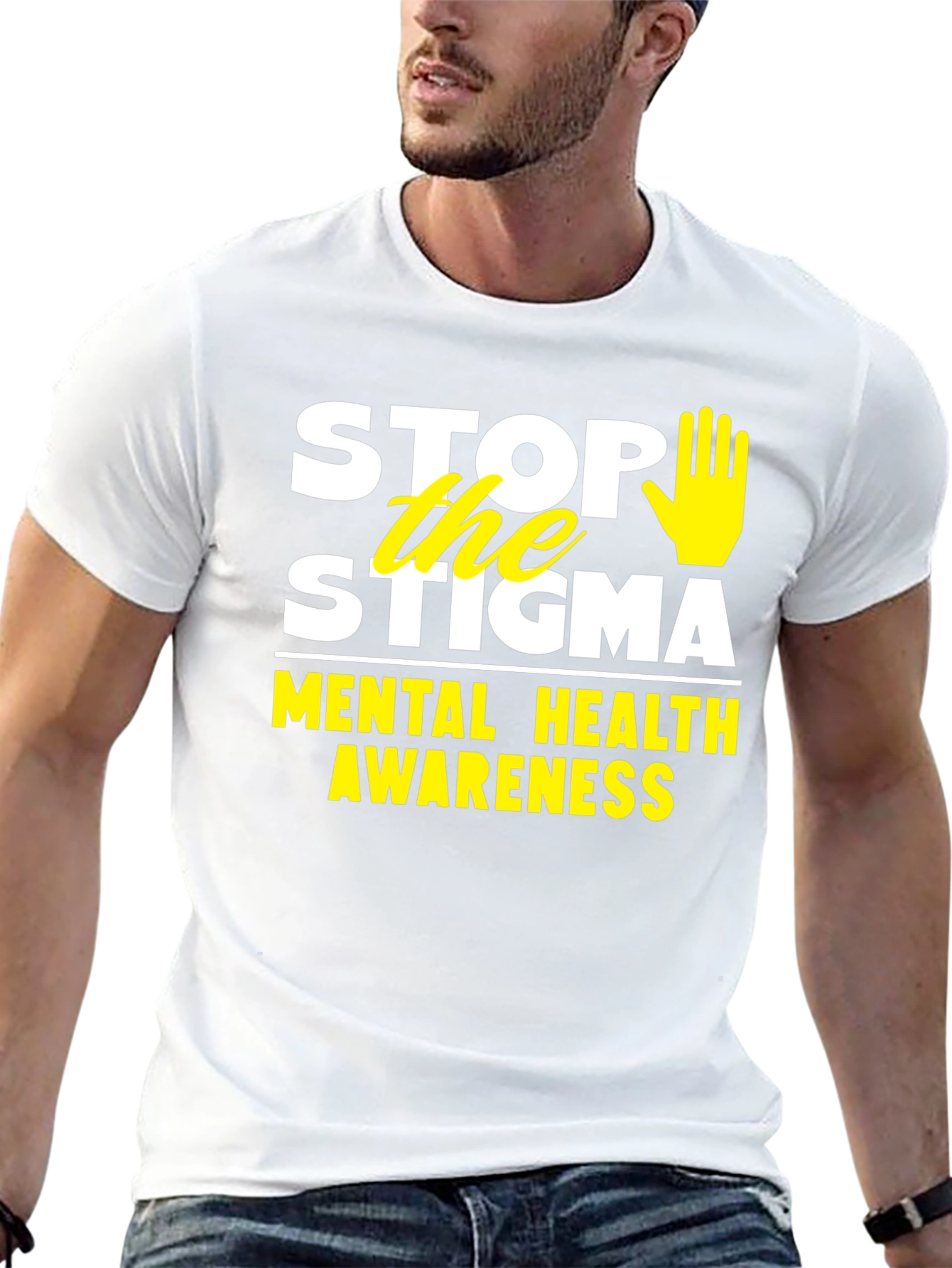 Stop the Stigma Mental Health Awareness Black T-Shirt