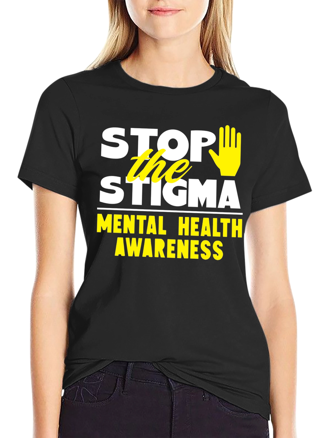 Stop the Stigma Mental Health Awareness Black T-Shirt