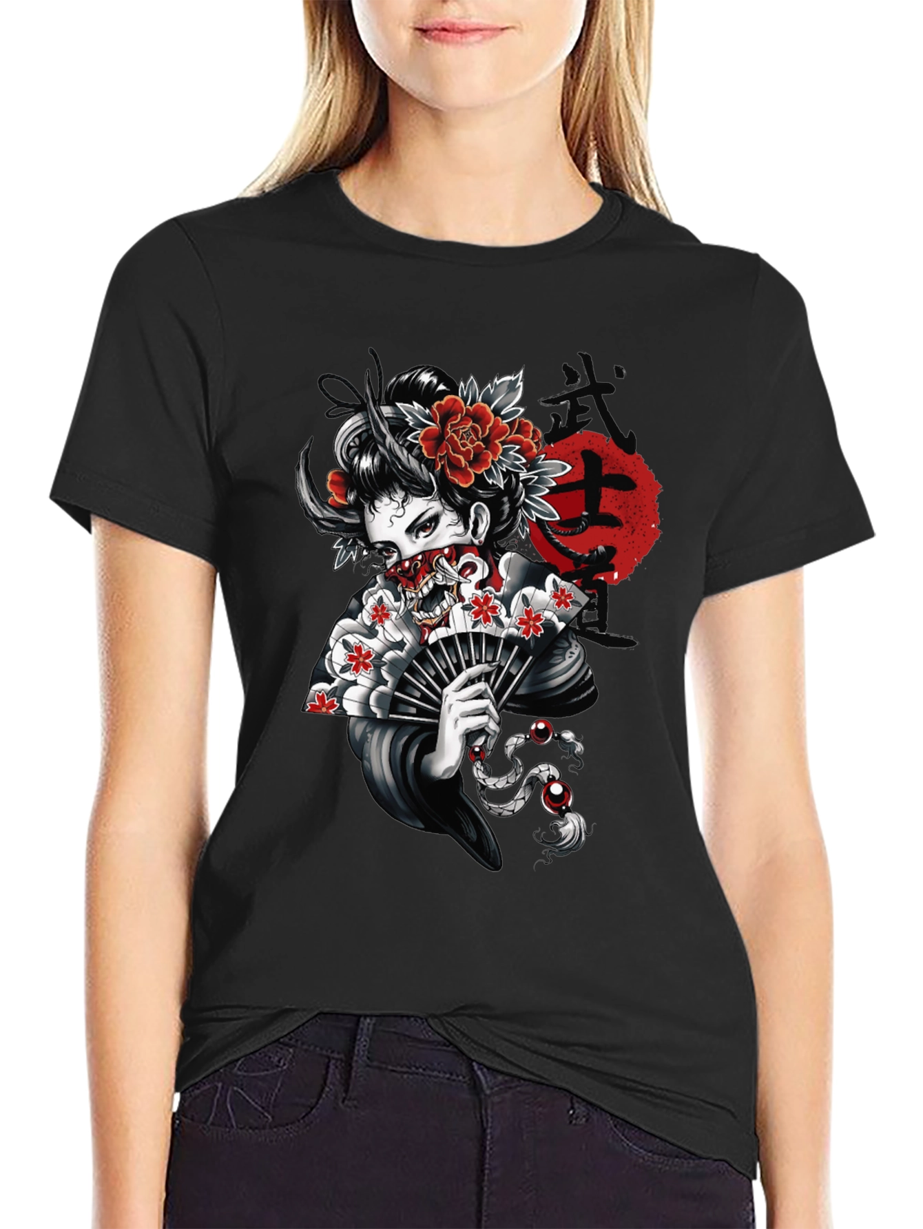 Geisha Oni T-Shirt - Japanese Demon Mask Tee