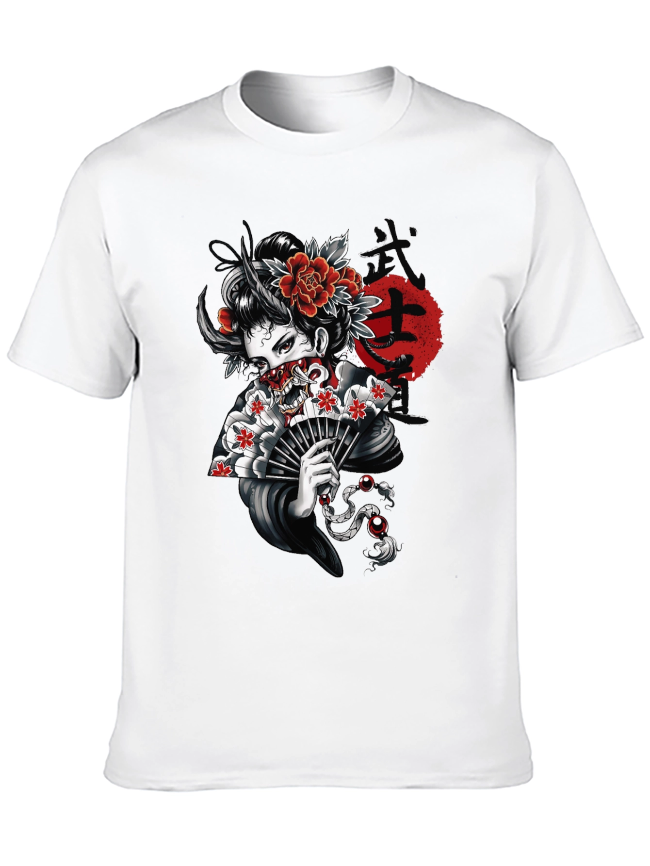 Geisha Oni T-Shirt - Japanese Demon Mask Tee