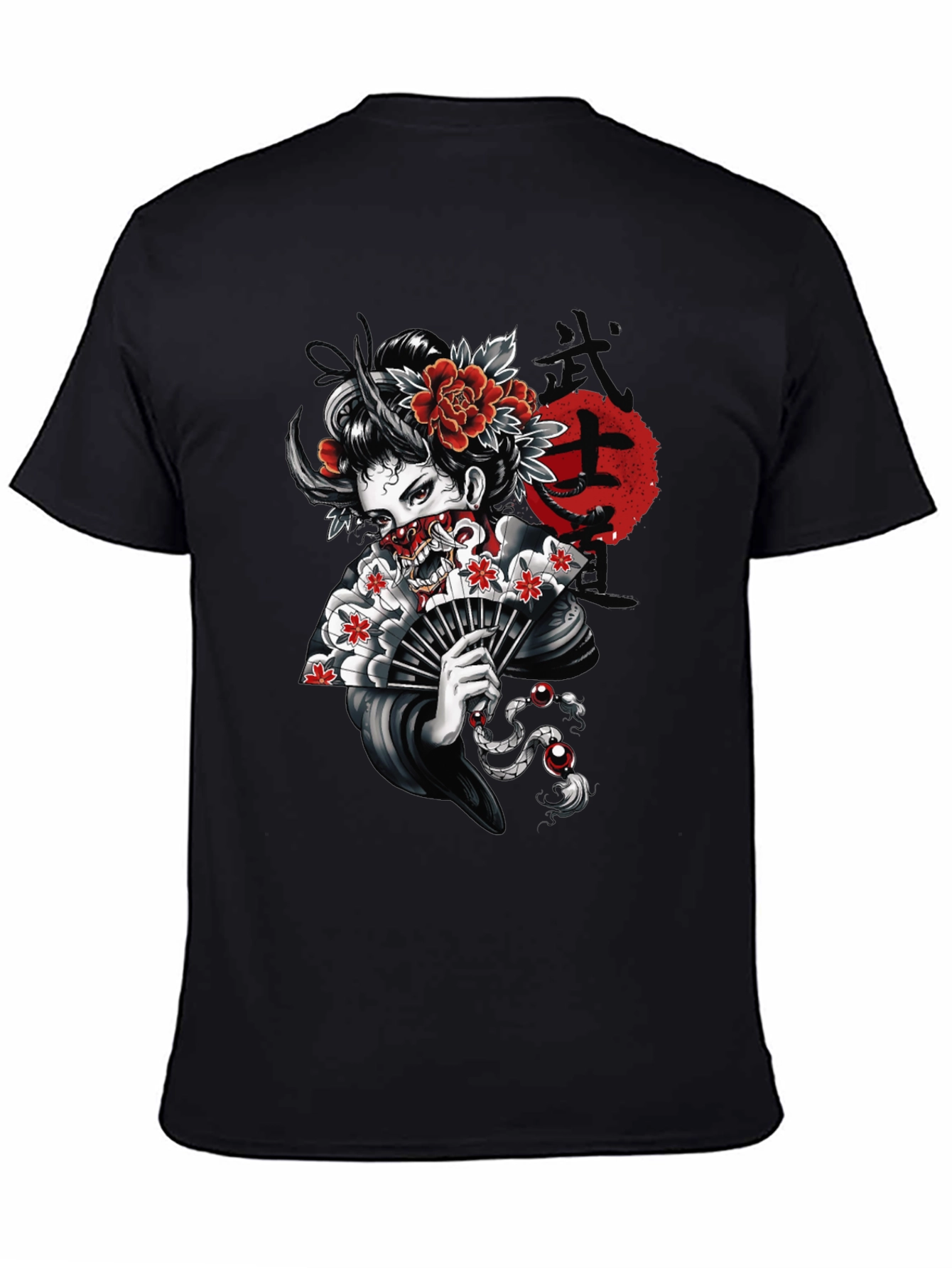 Geisha Oni T-Shirt - Japanese Demon Mask Tee
