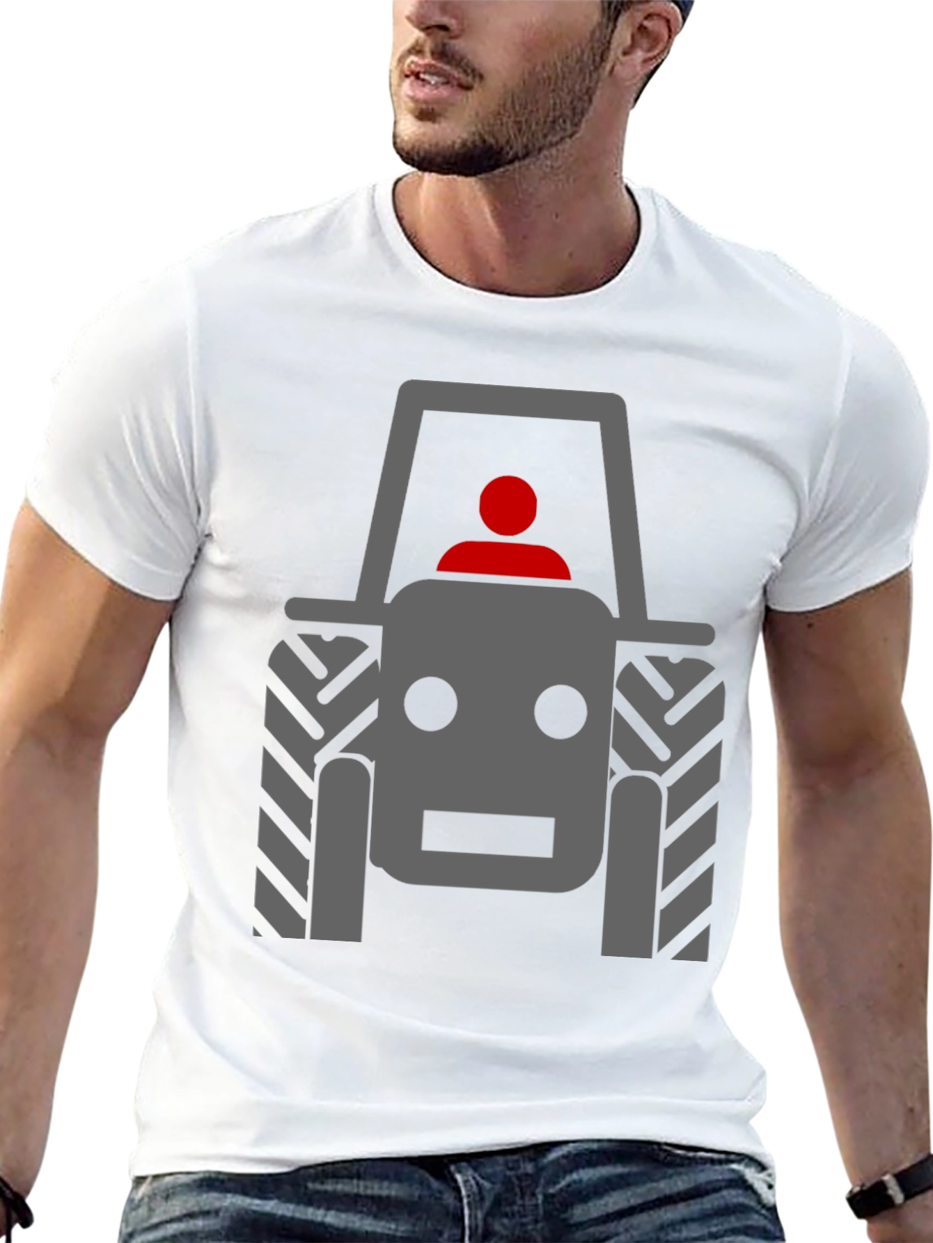 Tractor Graphic Tee - Black Cotton Comfort