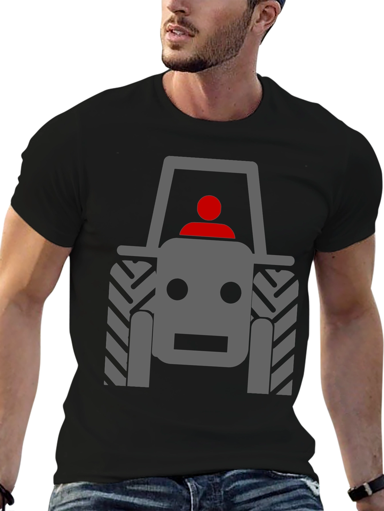 Tractor Graphic Tee - Black Cotton Comfort