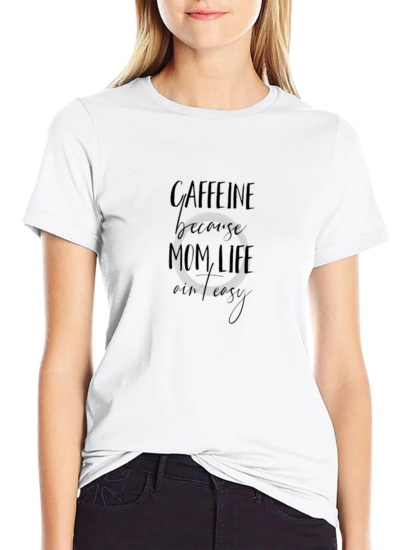 Caffeine Mom Life Graphic T-Shirt - Black