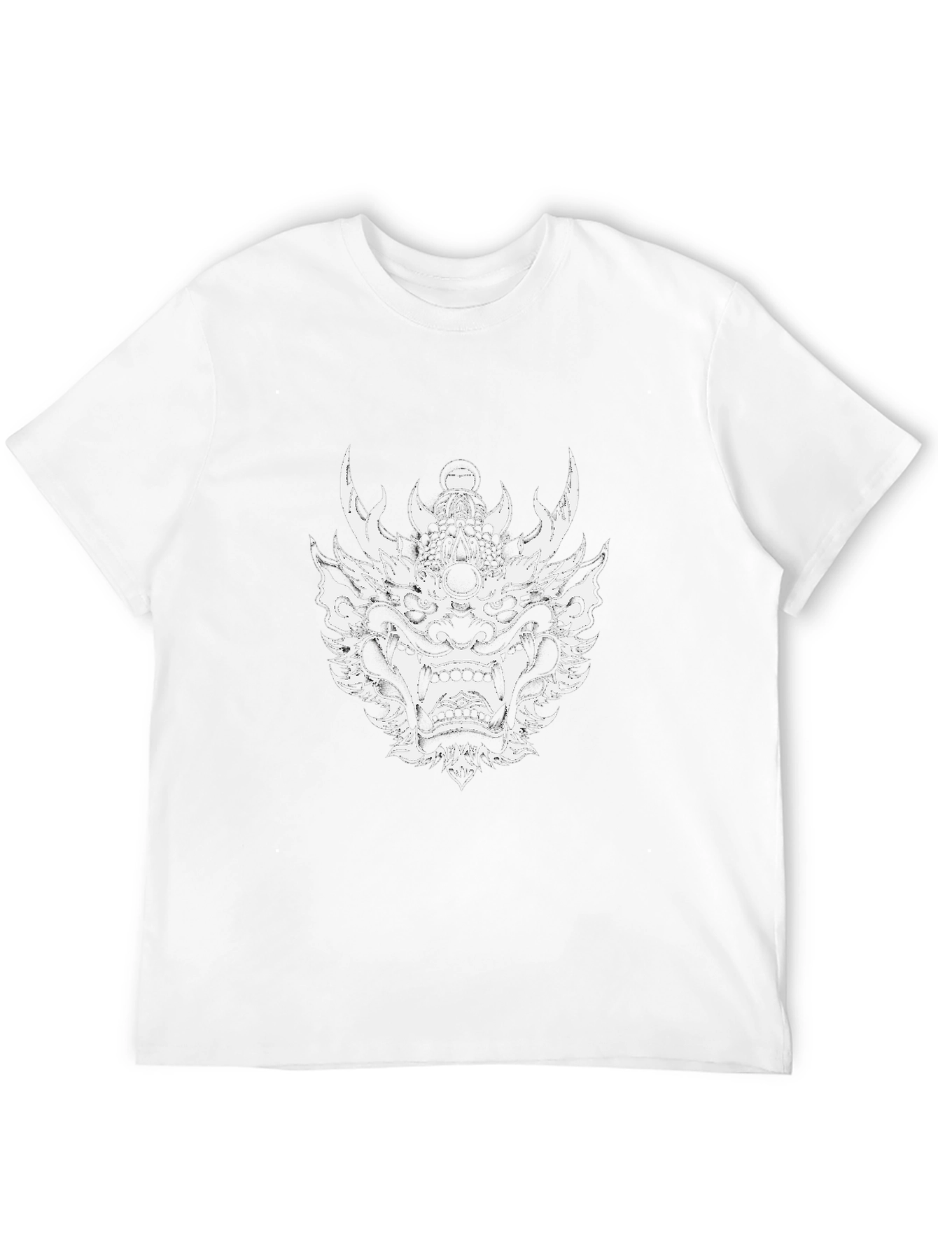 Black T-Shirt with Oni Mask Graphic