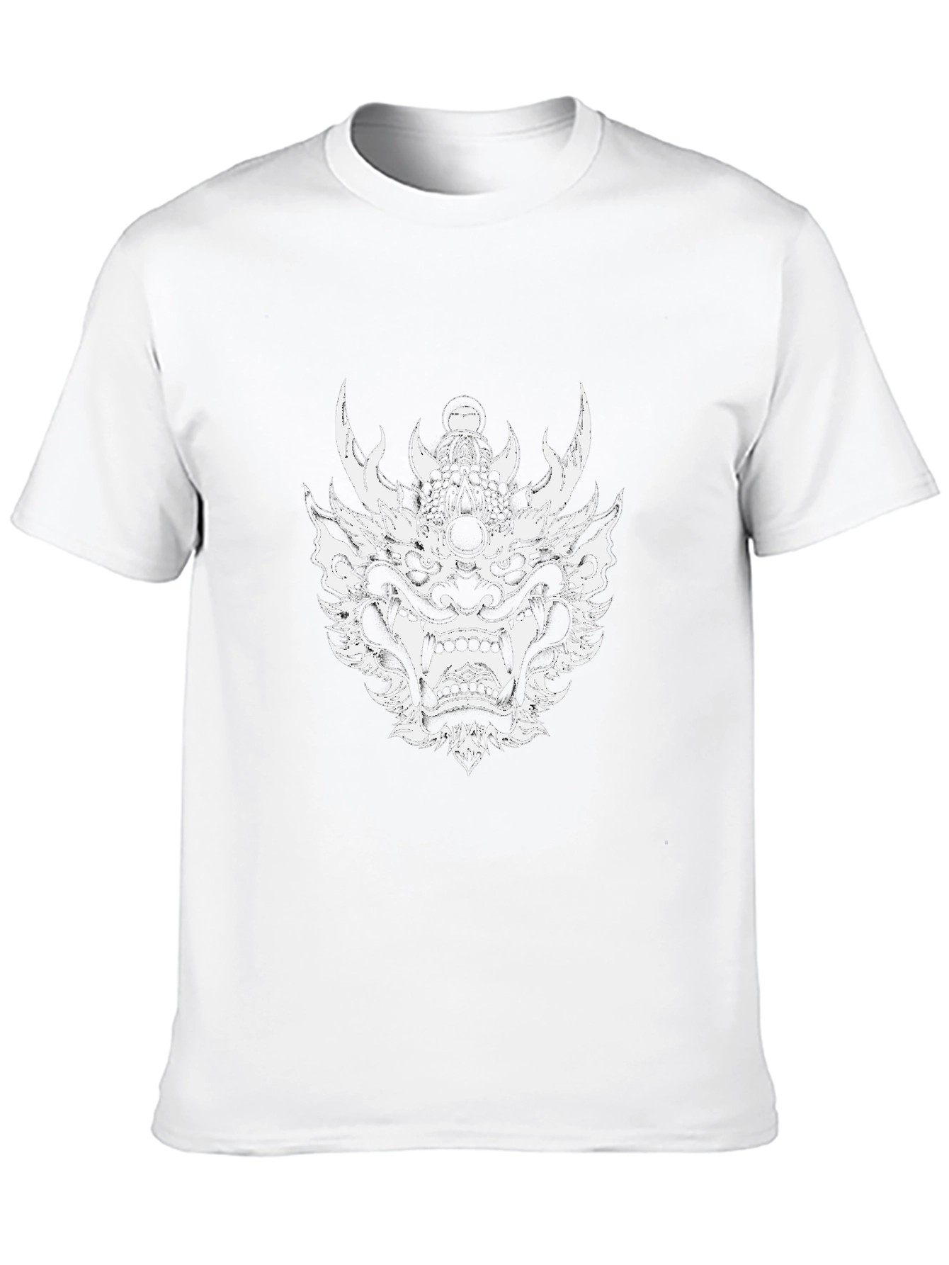 Black T-Shirt with Oni Mask Graphic