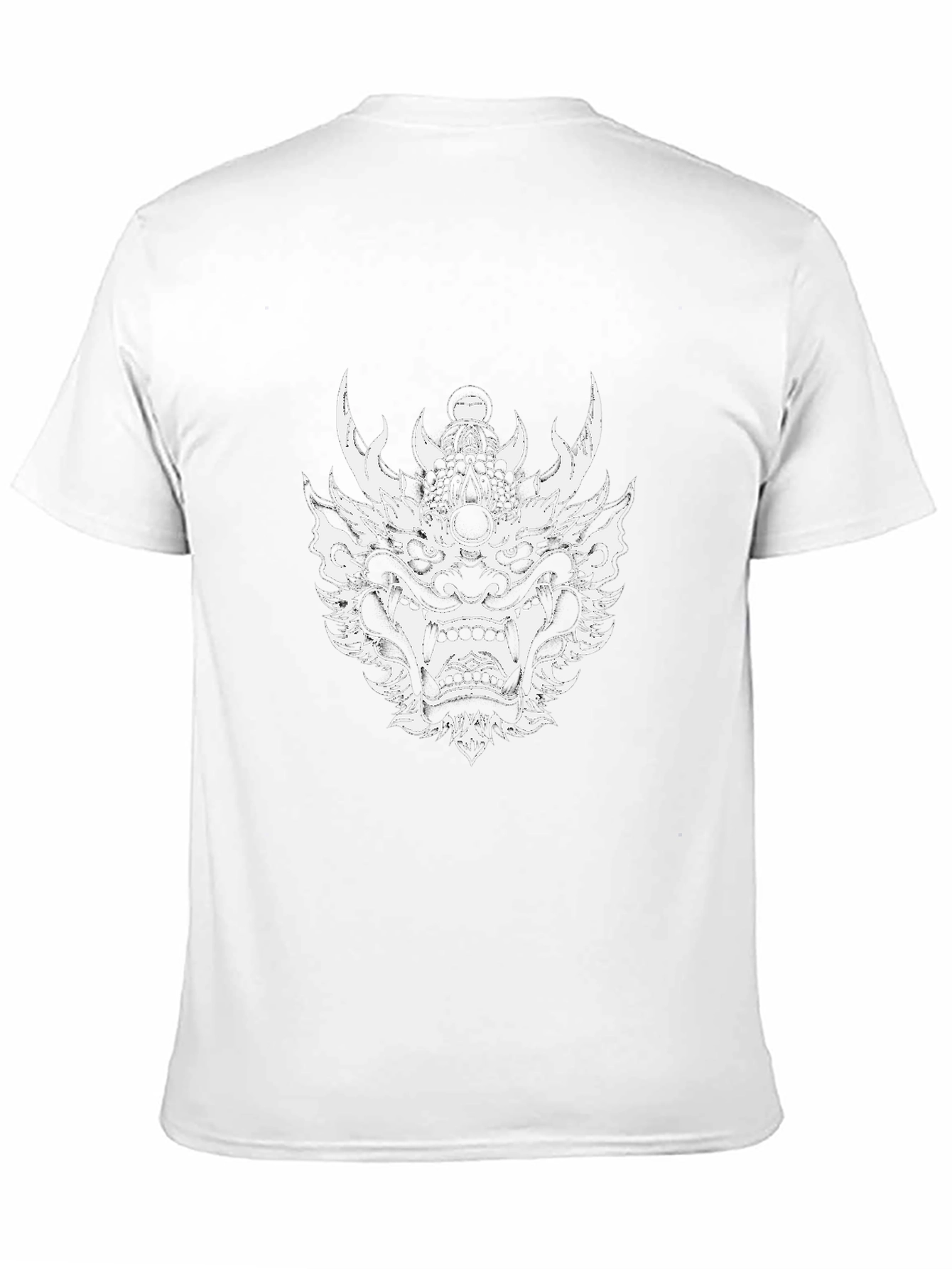 Black T-Shirt with Oni Mask Graphic