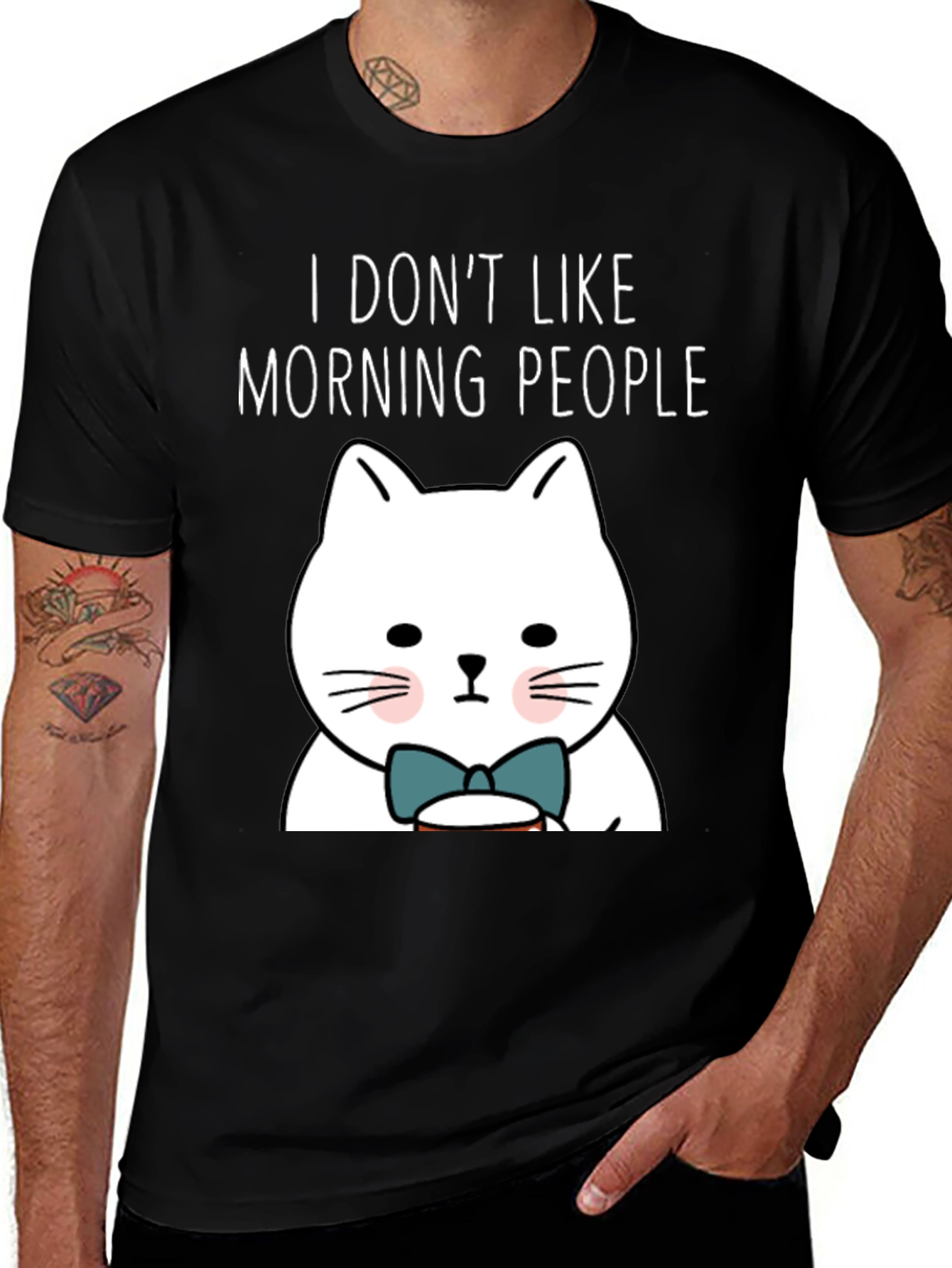 I Dont Like Morning People Funny Cat T-Shirt