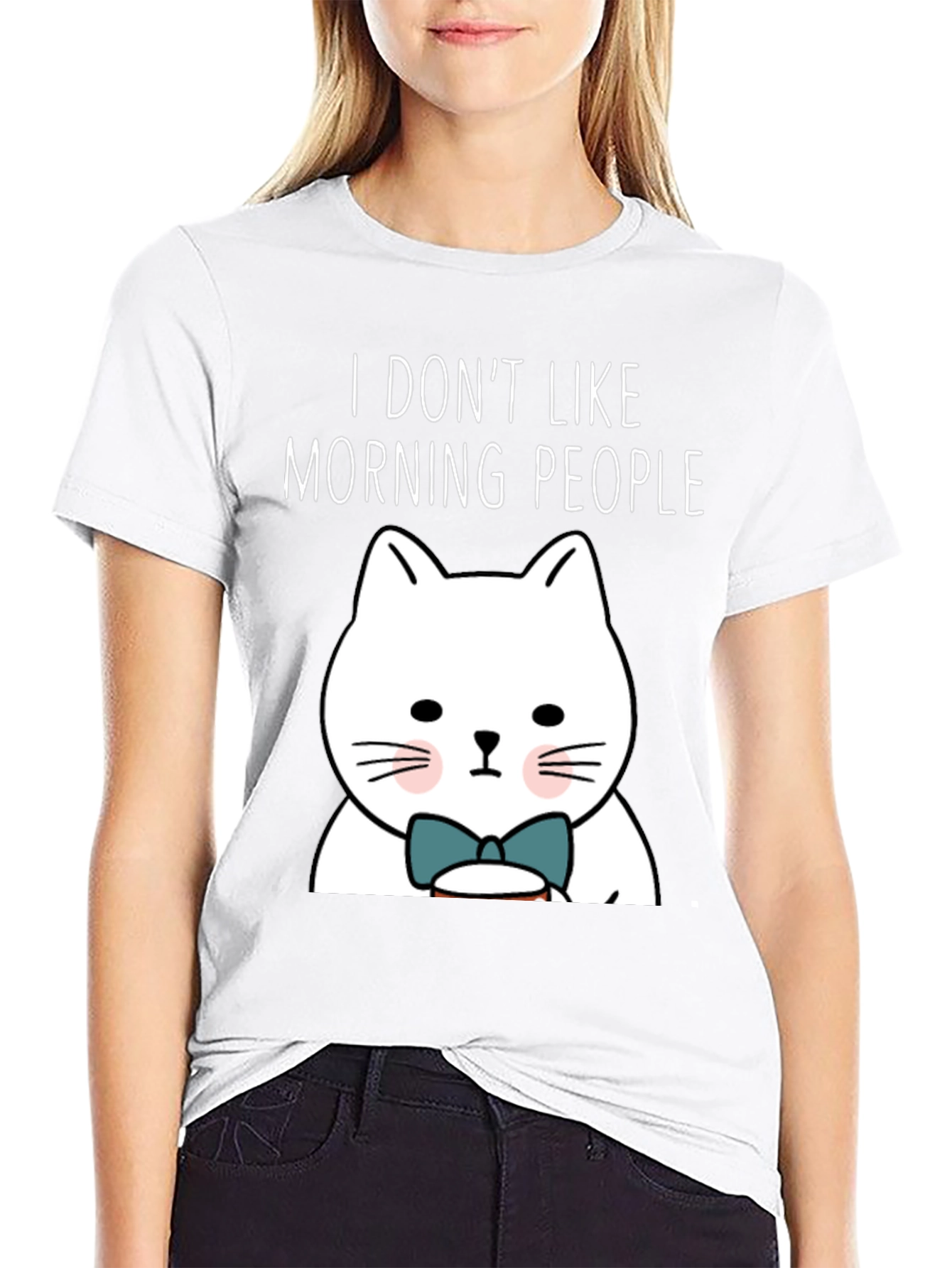 I Dont Like Morning People Funny Cat T-Shirt
