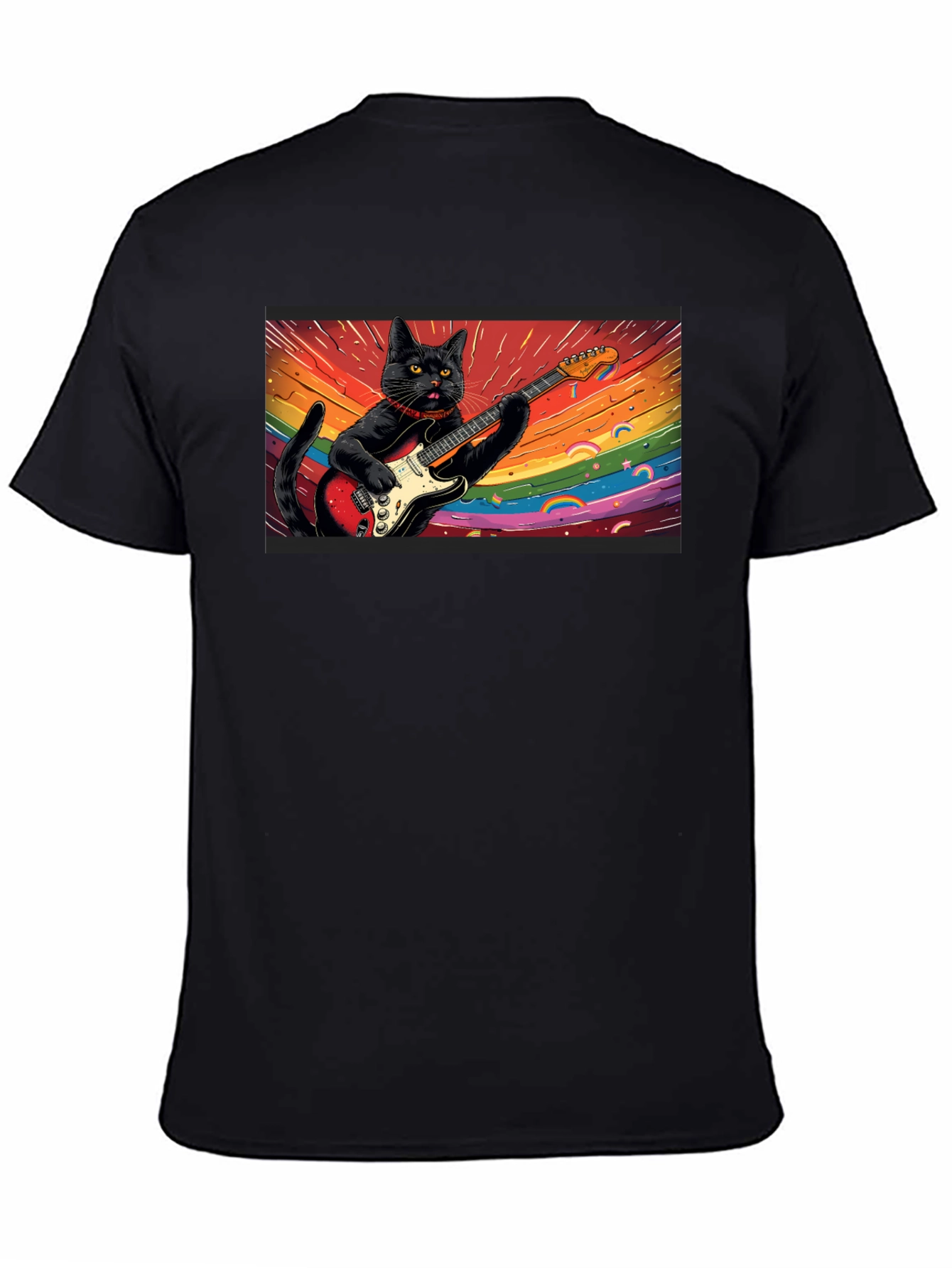 Cool Cat Guitarist T-Shirt - Black