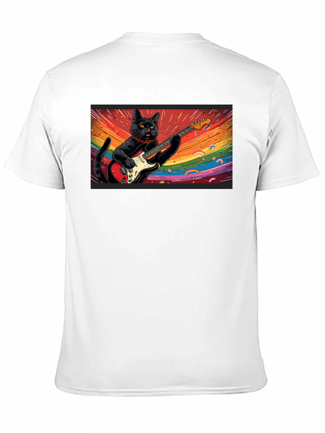 Cool Cat Guitarist T-Shirt - Black