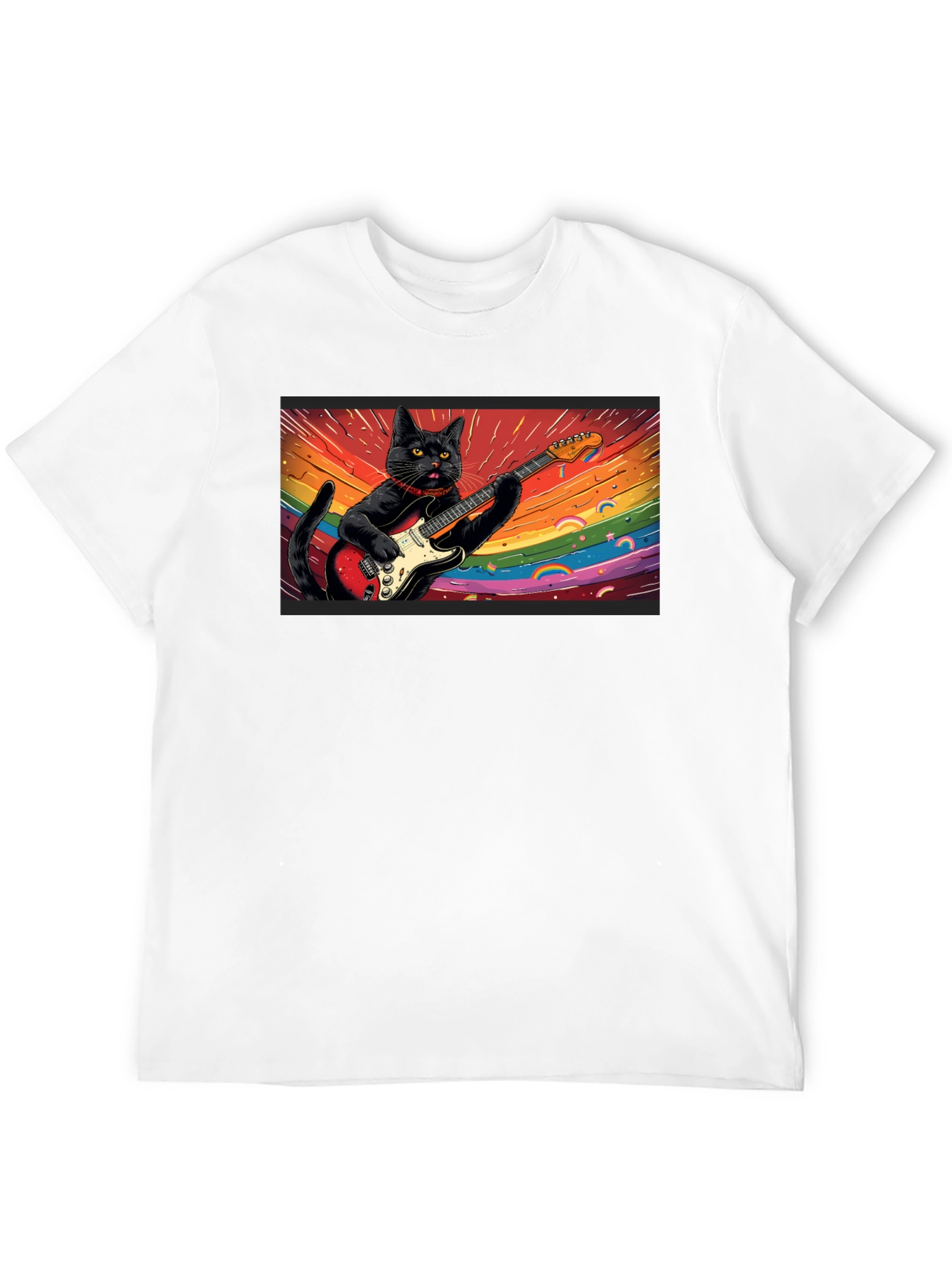 Cool Cat Guitarist T-Shirt - Black