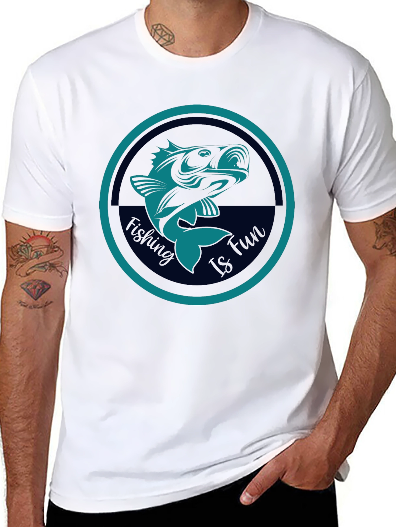 Fishing Is Fun Graphic Tee - Black Cotton T-Shirt