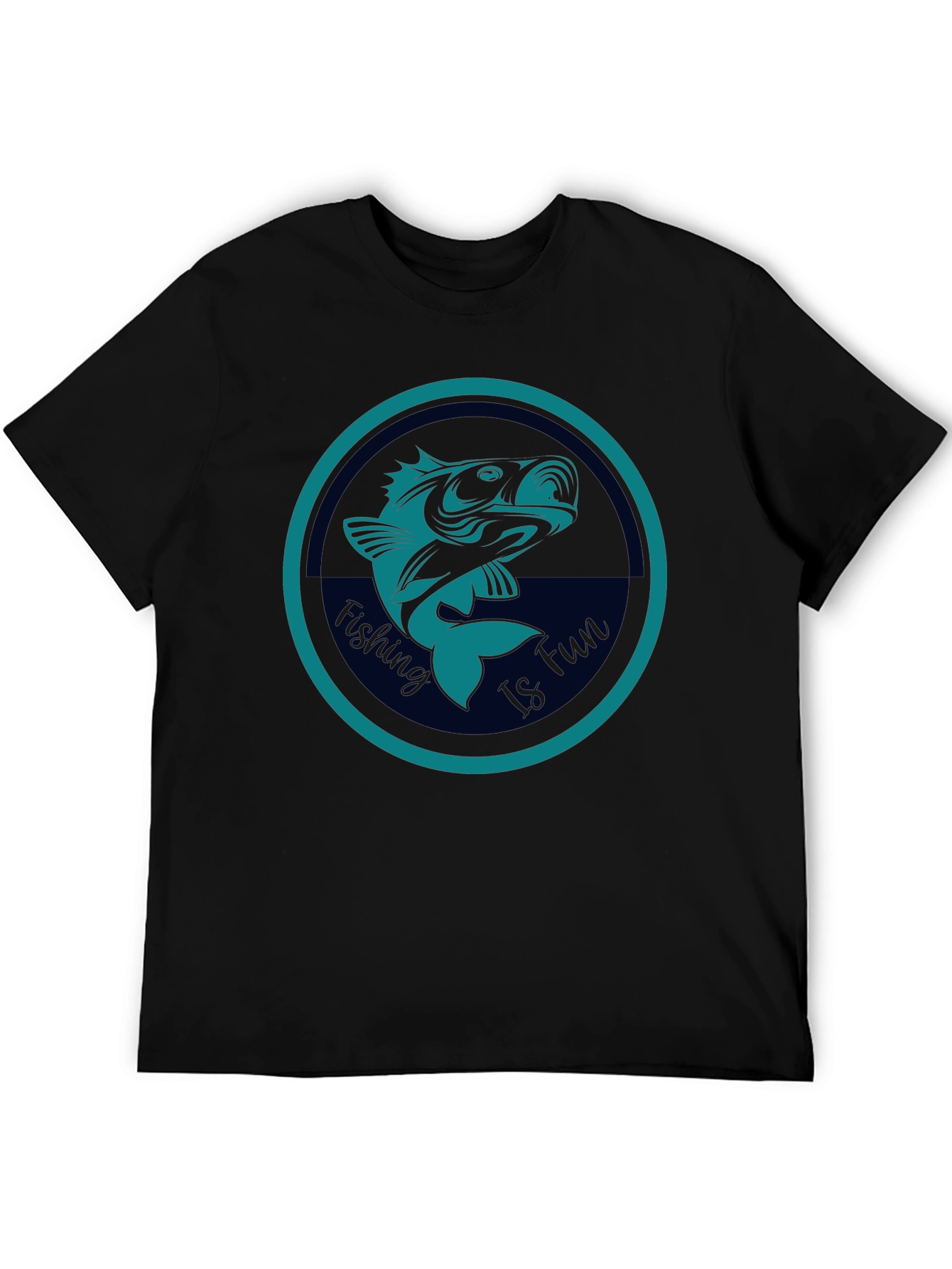 Fishing Is Fun Graphic Tee - Black Cotton T-Shirt