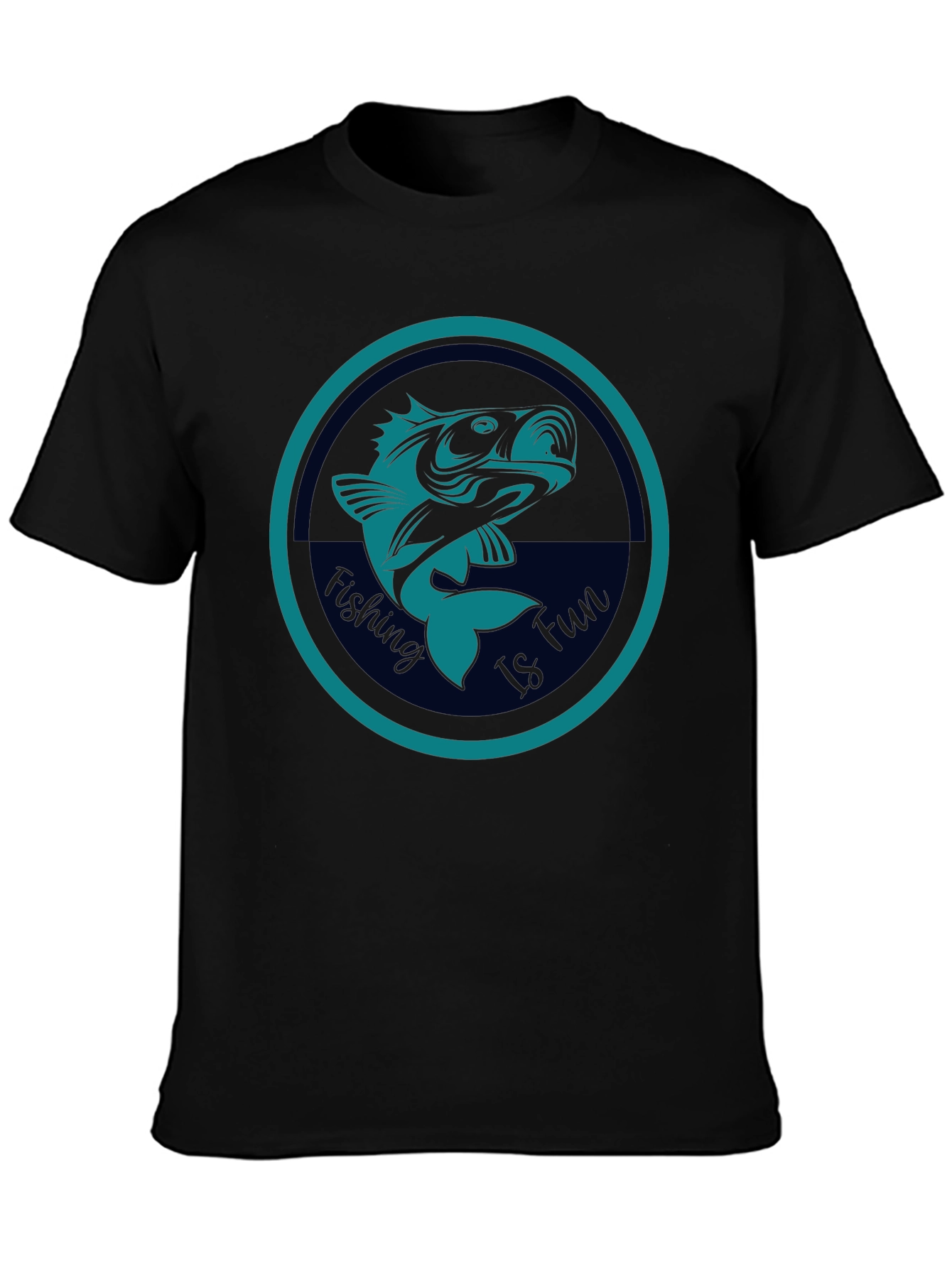 Fishing Is Fun Graphic Tee - Black Cotton T-Shirt