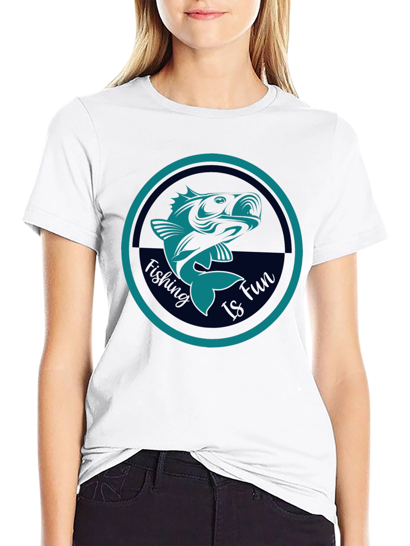 Fishing Is Fun Graphic Tee - Black Cotton T-Shirt