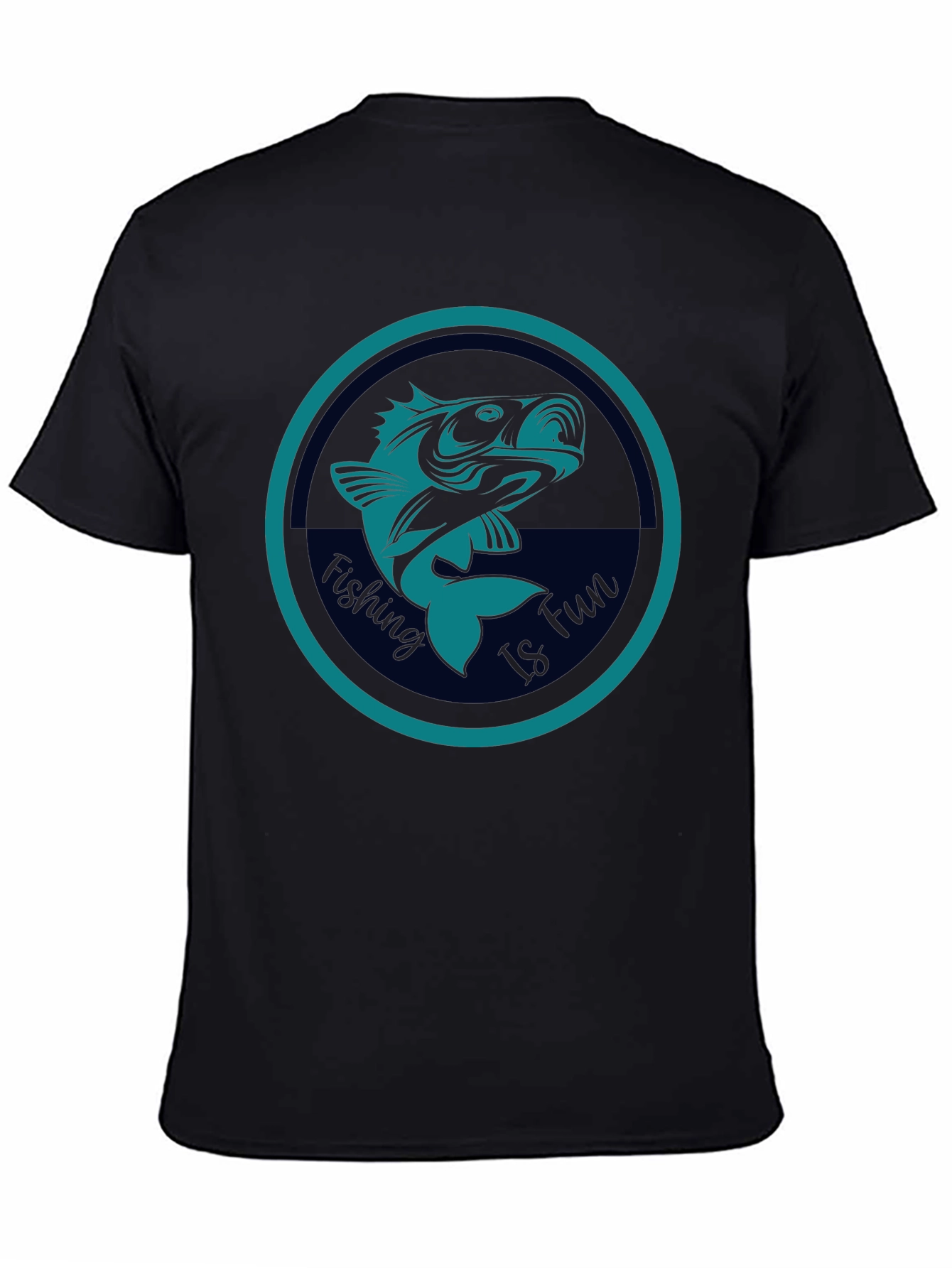 Fishing Is Fun Graphic Tee - Black Cotton T-Shirt