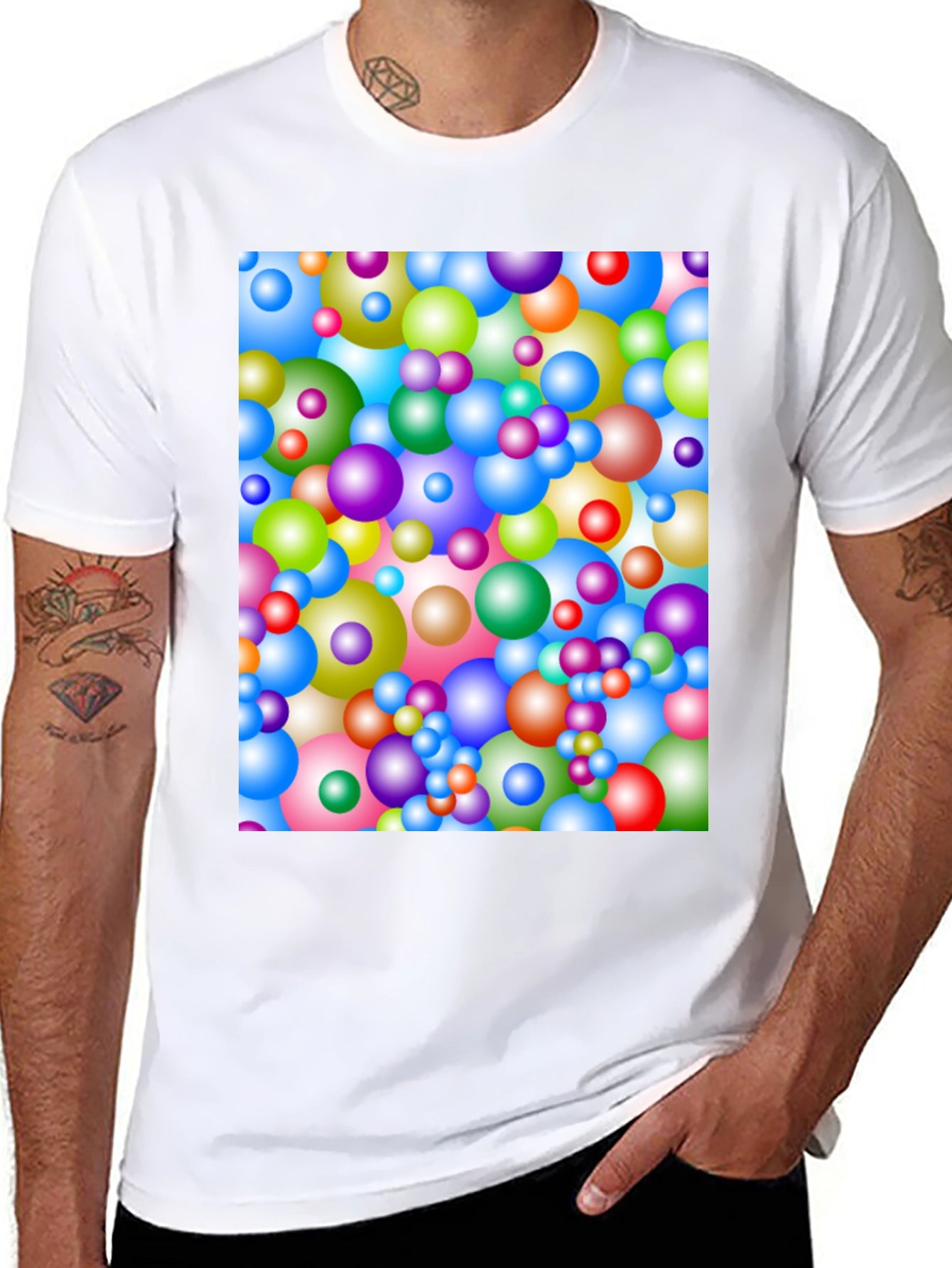 Colorful Spheres Pattern T-Shirt