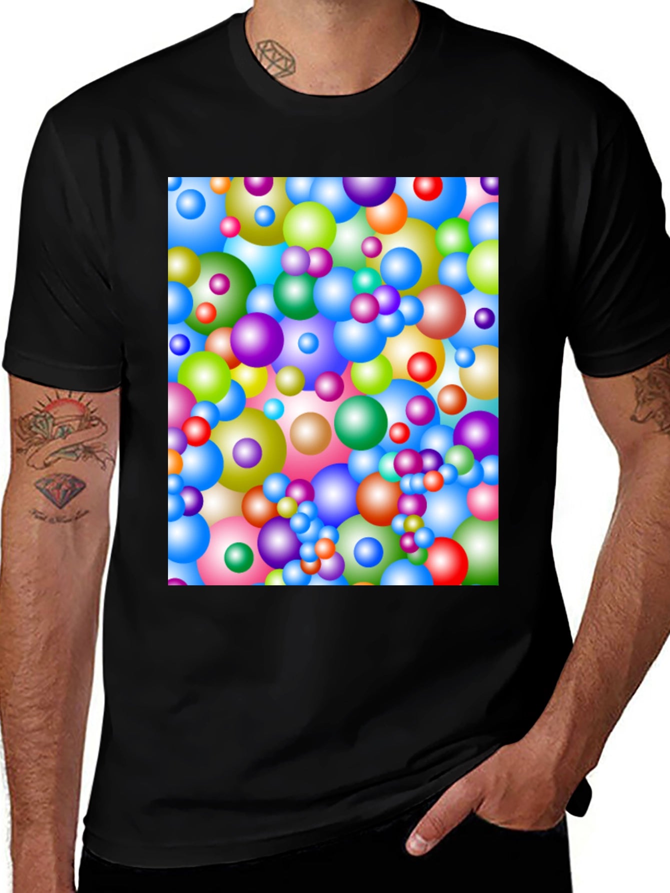 Colorful Spheres Pattern T-Shirt