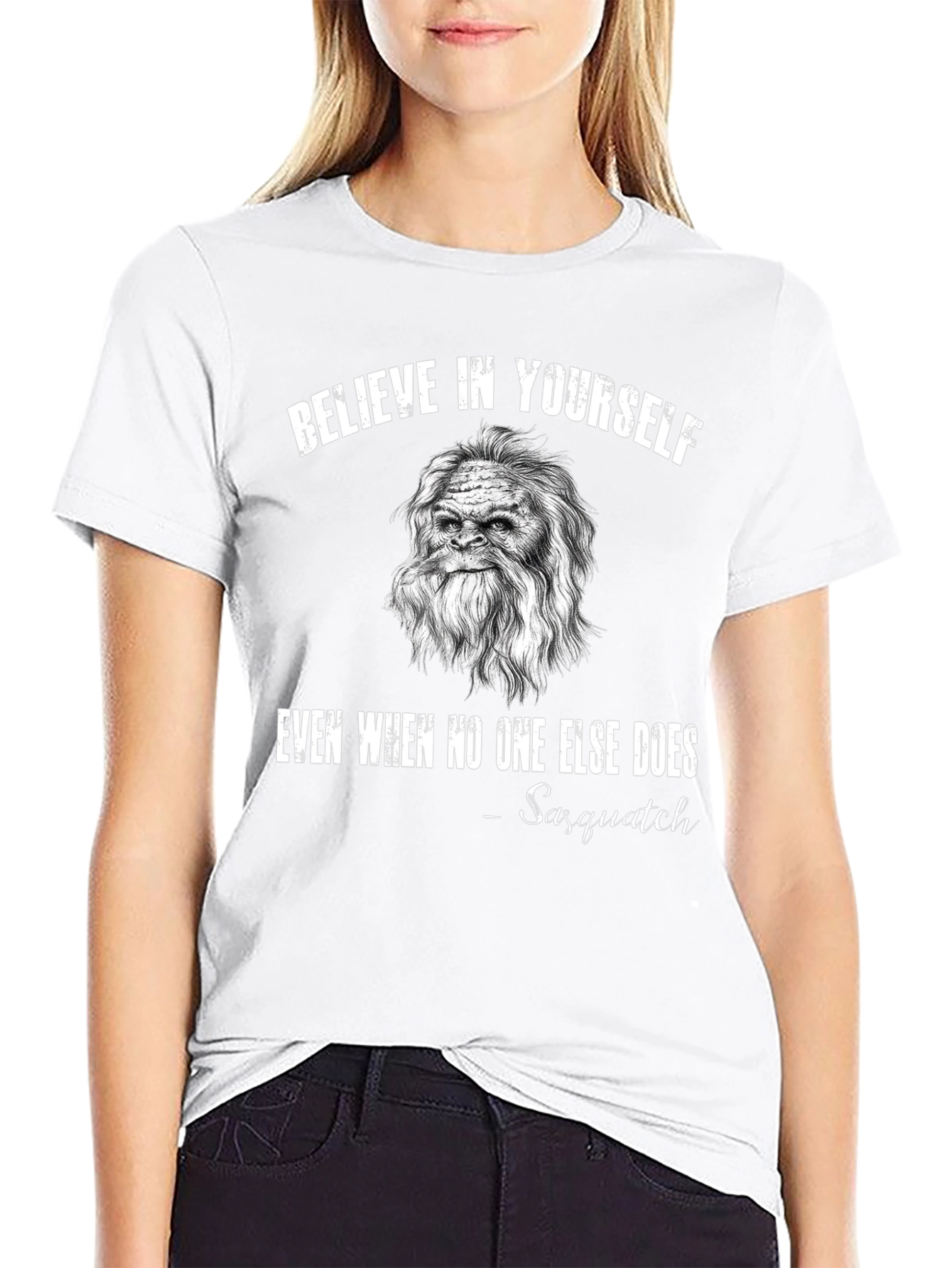 Believe In Yourself Sasquatch Black T-Shirt