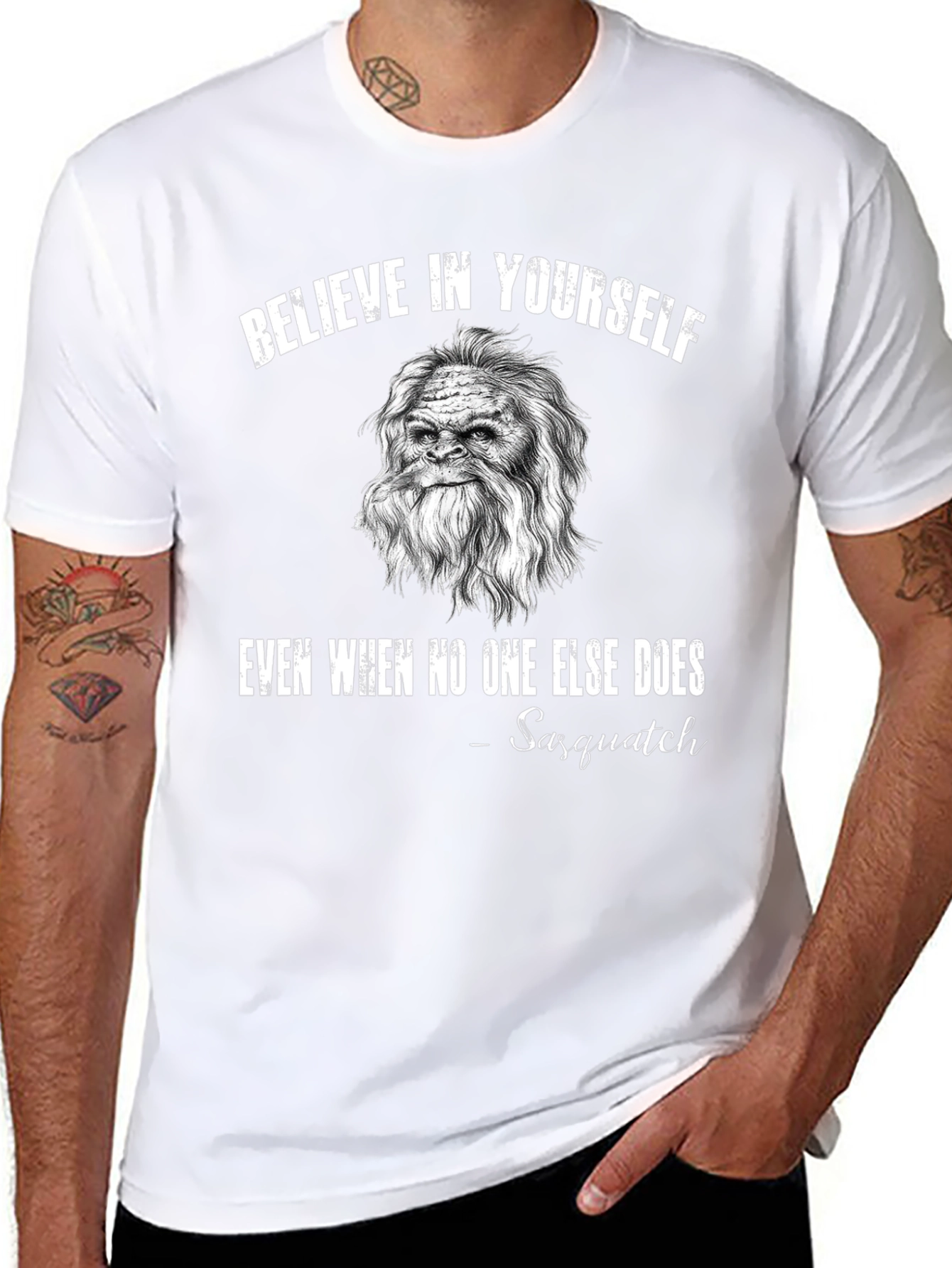 Believe In Yourself Sasquatch Black T-Shirt