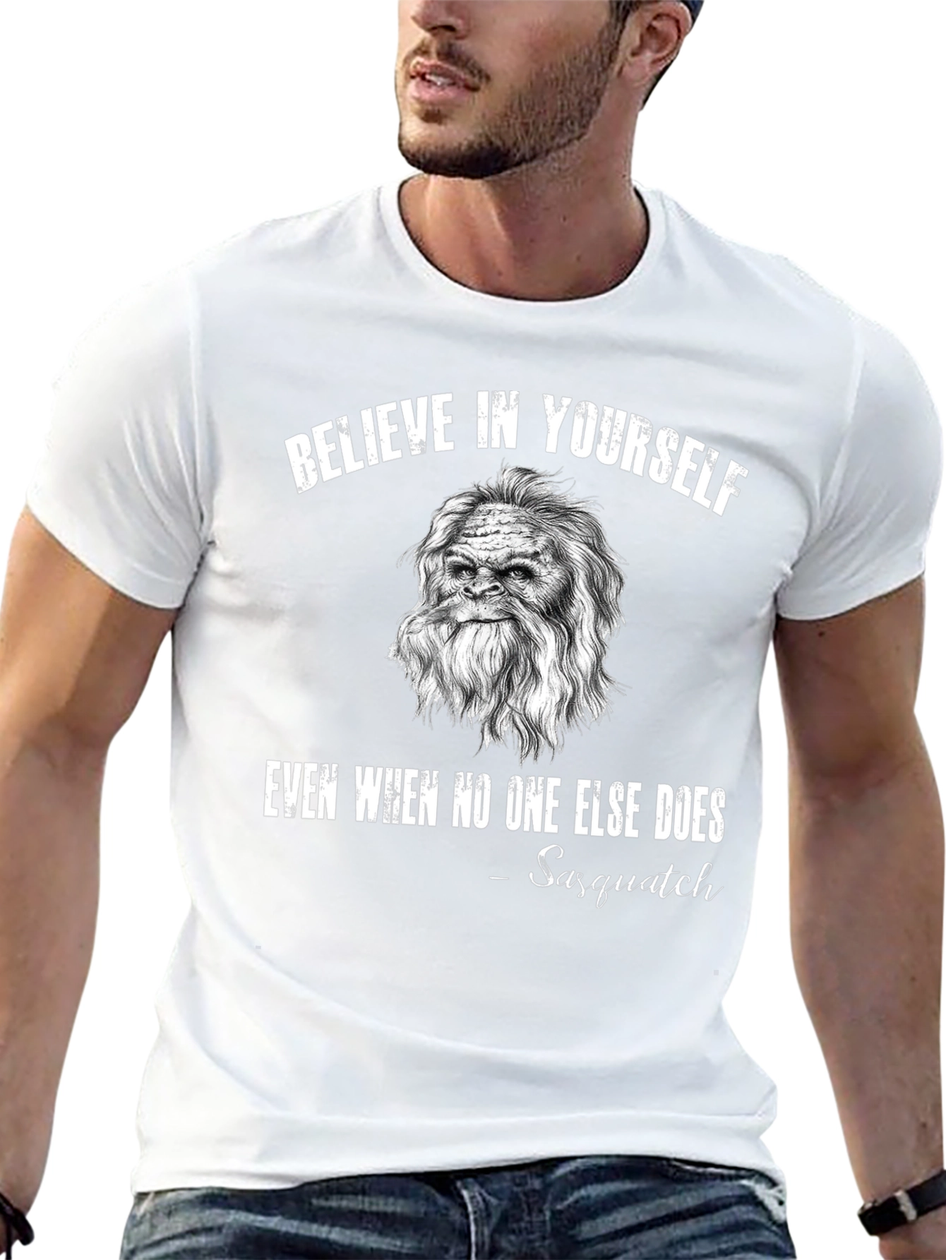Believe In Yourself Sasquatch Black T-Shirt